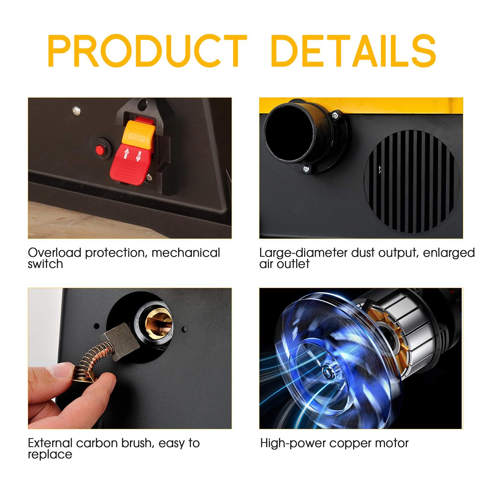 Elektryczna strugarka stołowa do drewna o mocy 1800 W, wielofunkcyjna strugarka stołowa o prędkości obrotowej 12000 obr./min. Obróbka drewna, regulowana głębokość cięcia, do strugarki grubościennej do