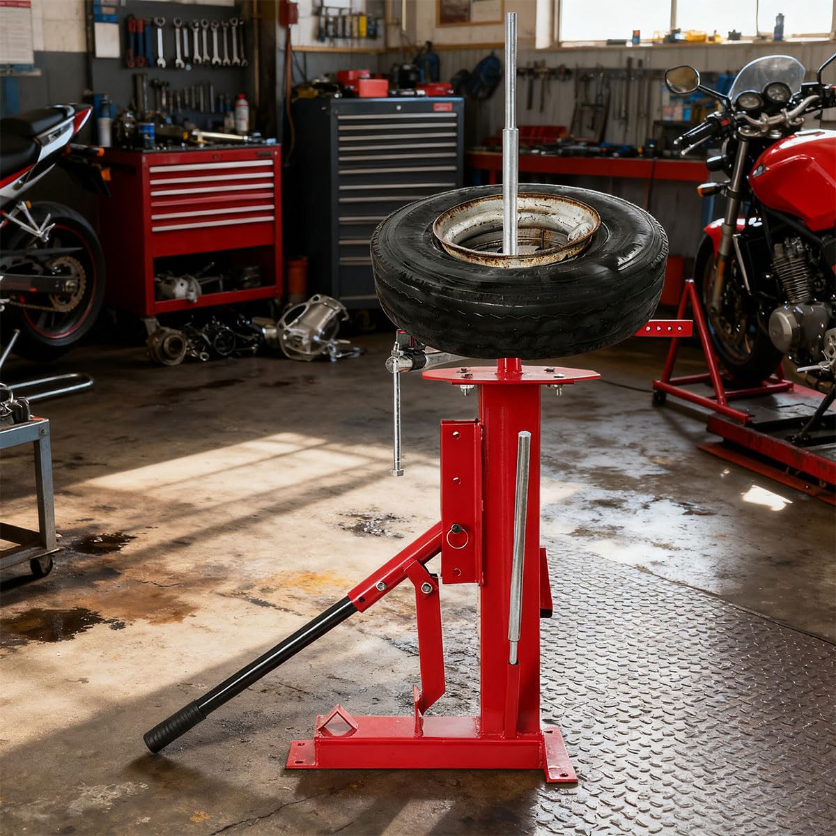 Smontagomme Universale Manuale per Pneumatici, Kit di Attrezzi Smontagomme Manuale con Staffa per Autocarro ATV Pneumatici Dimensioni Compatibili 4" a 17"