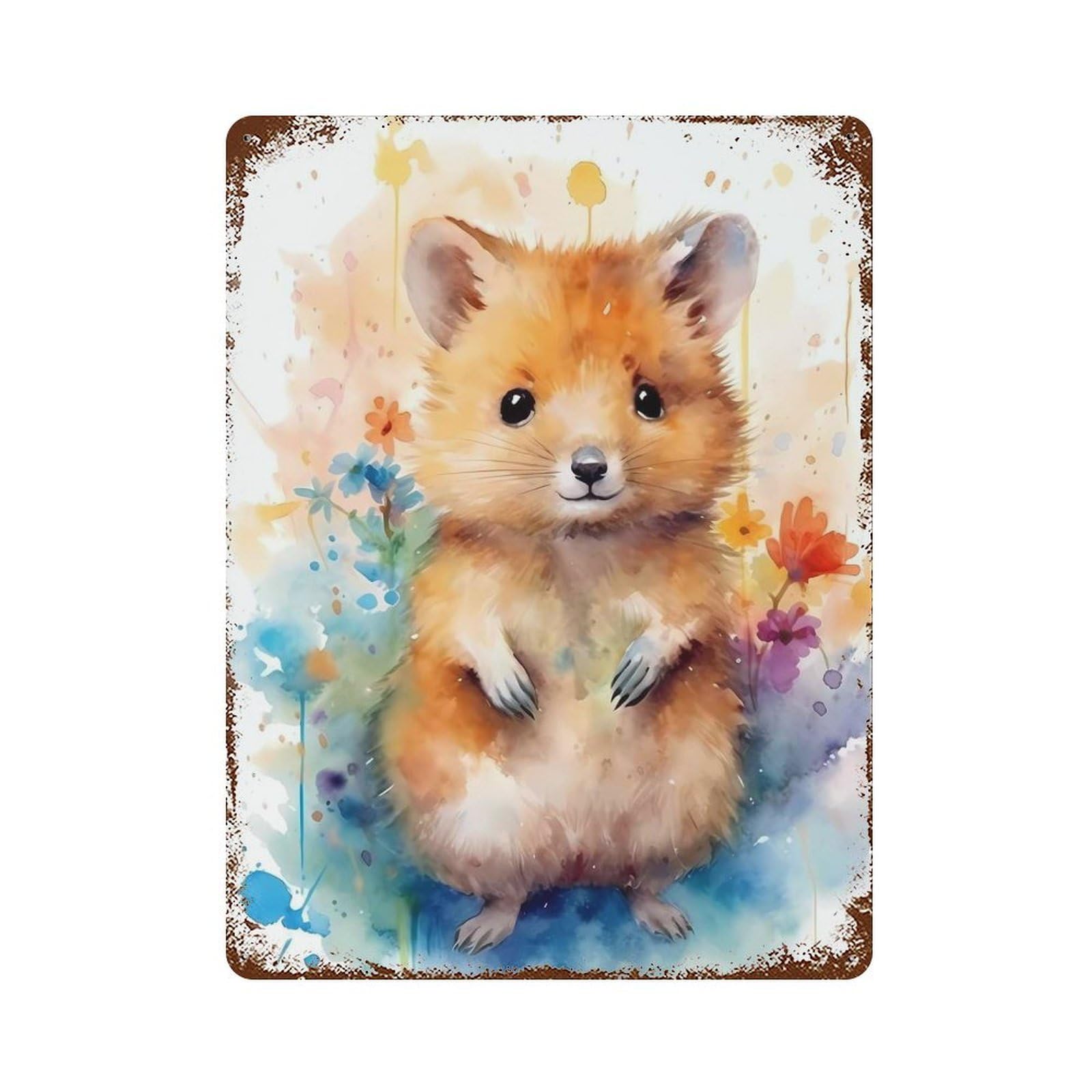 Retro Metal Sign Quokka Watercolors 15.7"x11.8", Retro Wall Decor for Living Room, Hallway And Home Decor