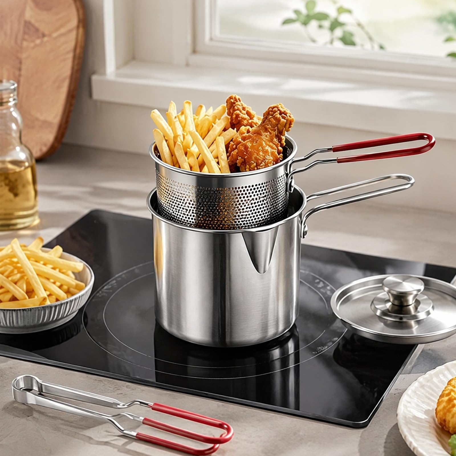Small Stainless Steel Mini Fryer Zestaw garnków 5 szt