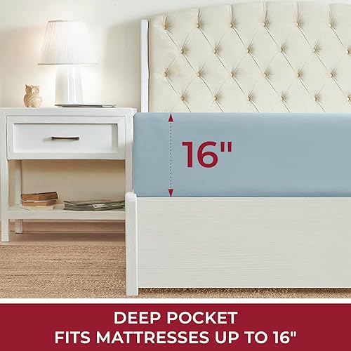 Miniatura 24 de Mellanni California King Fitted Sheet - Iconic Collection Bedding Sheets with up to 16 inch Deep Pocket - Soft & Cooling - Fade & Stain Resistant