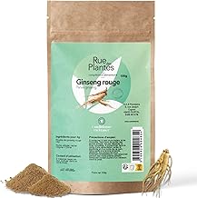 Ginseng Rouge Poudre Pure | Boostez l'Énergie, la Vitalité et la Concentration | 100% Naturel | Idéal pour l'Endurance et le Bien-être | Sans Additifs | Made in France, Rue des Plantes (100g)