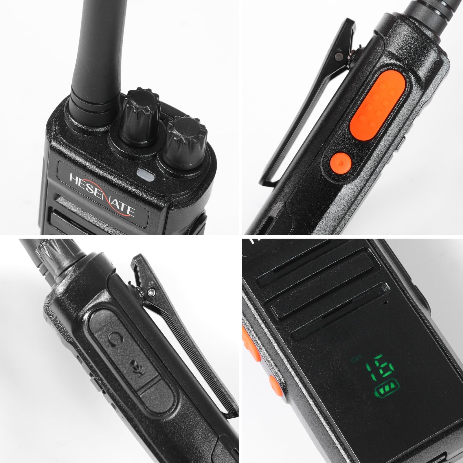 Talkie Walkie PMR446 sans Licence 16 Canaux, Rechargeable avec Chargeur USB, Talkie Walkie Professionnel avec Oreillette (2pcs, Noir)
