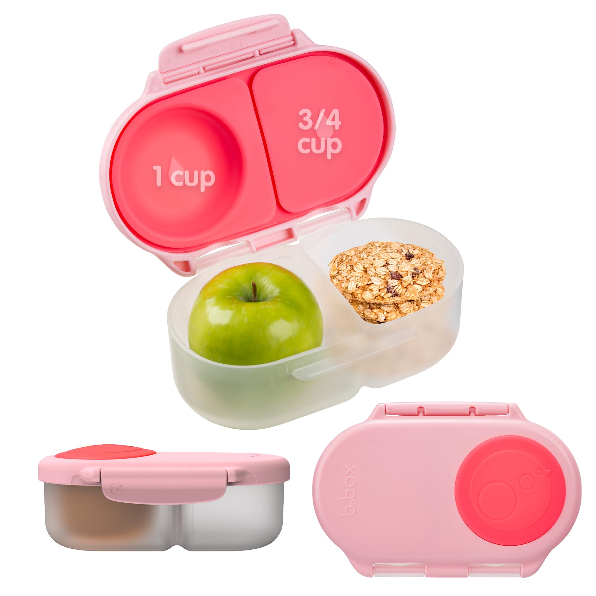 b.box Snackbox | Mini Bento Lunch Box with 2 Leakproof Compartments | Ideal for Toddlers, Kids Lunch & Snacks | Fits Whole Piece of Fruit | BPA Free