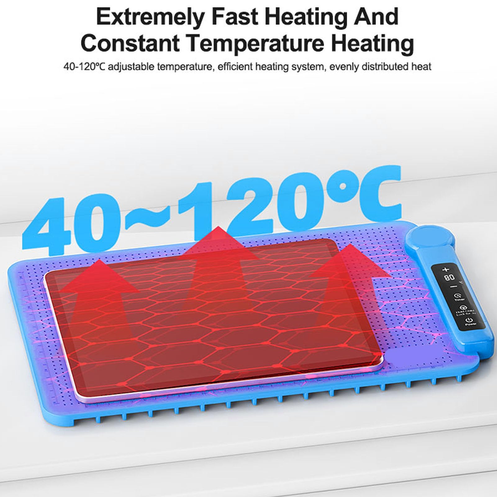 Luocute Podkładka Grzewcza do Naprawy Telefonu, z Separatorem Ekranu LCD do Tabletu Typu Smartfon, Regulowana Temperatura 40–120 ℃, Silikonowa Płyta Grzewcza 9,84 X 14,96 Cala 200 W (wtyczka UE)