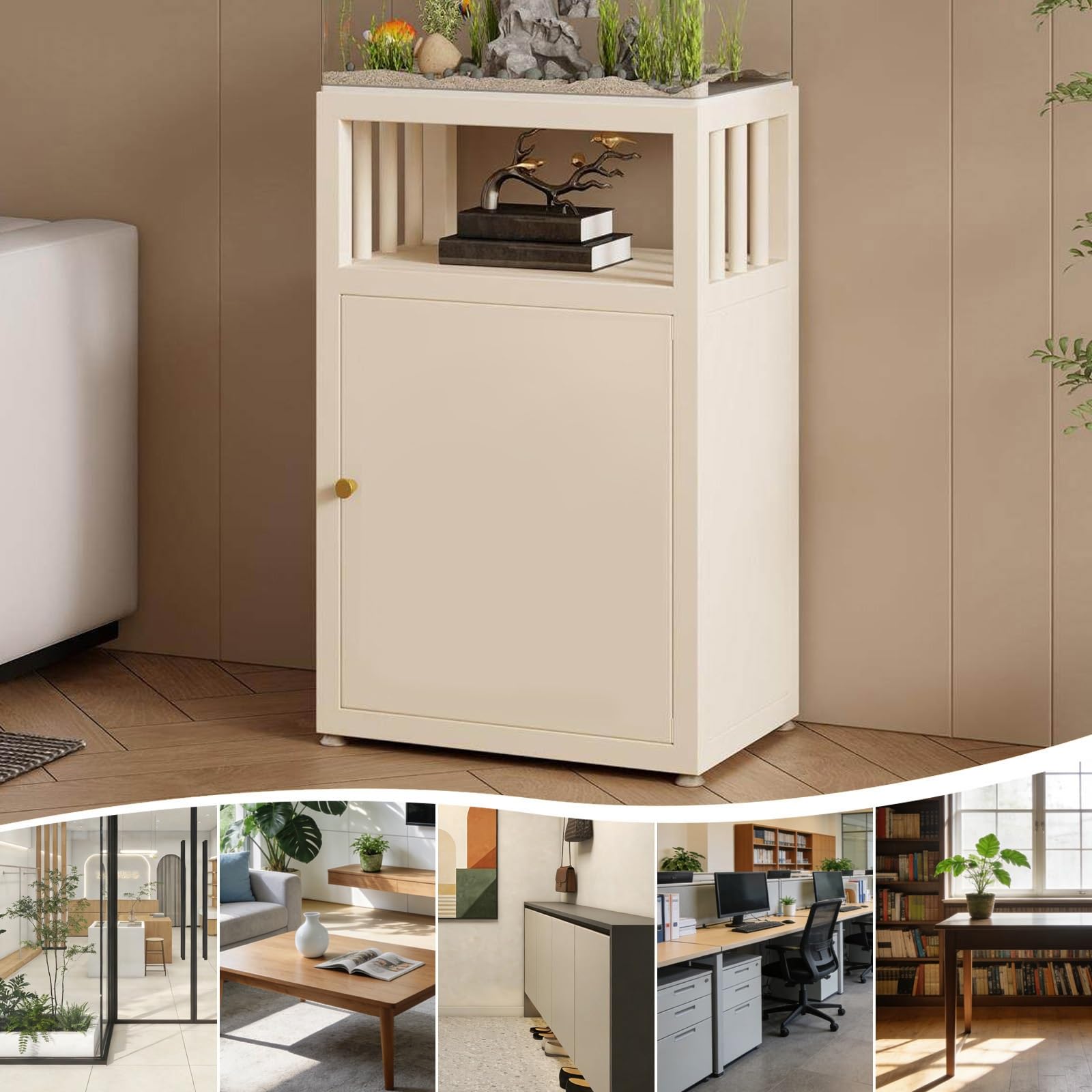 Support Pour Aquarium Avec Meuble De Rangement, Support Pour Terrarium Avec Pieds Réglables, Support En Acier Pour Aquarium(White,50*30*70cm)