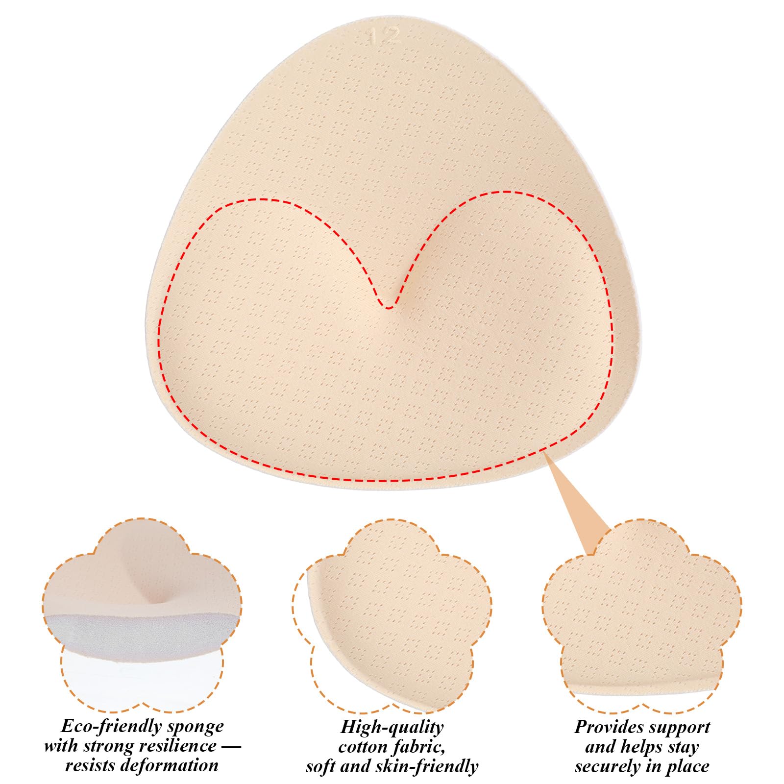 Abeillo 1 Paar BH-Einlagen, Dreieckige BH Einsätze Push up Bra Pads, Wiederverwendbare Atmungsaktive Herausnehmbare Brustvergrößerer für BH, Sport-BH, Badeanzug