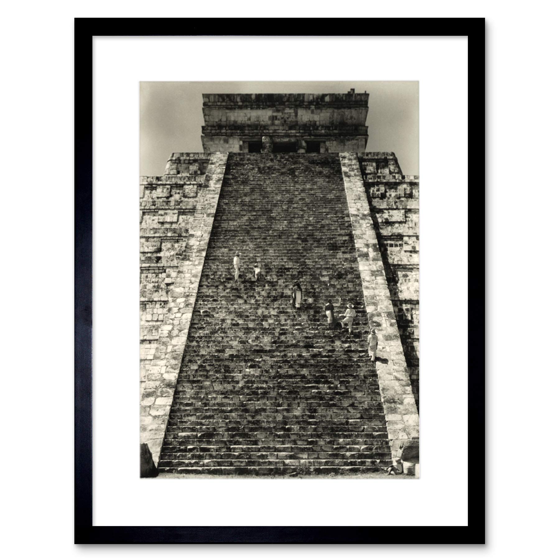 Wee Blue Coo Photo Landscape Chichen Itza Temple Steps Mexico Maya Framed Wall Art Print