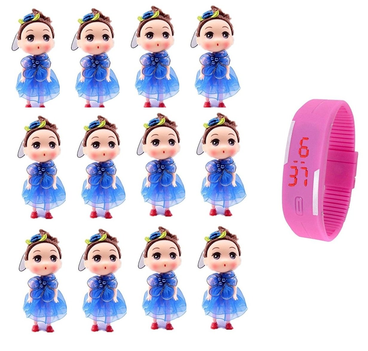 LEMONADE - BIRTHDAY RETURN GIFT - PACK OF 12 - TBOP DOLL KEYRING THE BEST OF PLANET SIMPLE & STYLISH confused doll 12cm children's gifts confused doll cell phone pendant single peal (doll color may vary, Different colors given) FREE Unisex LED Bracelet Wrist Band for Kids, Children