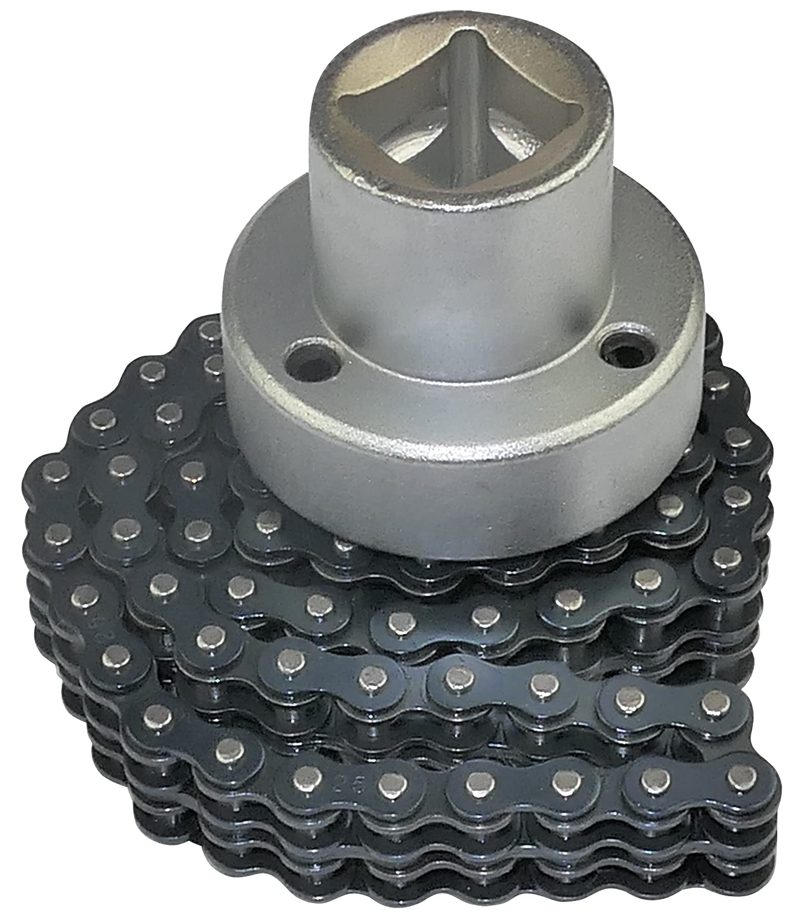 Aerzetix - Chiave a catena doppia per filtro olio regolabile con bussola 1/2'' - 230mm - in acciaio Cr-V - C47244