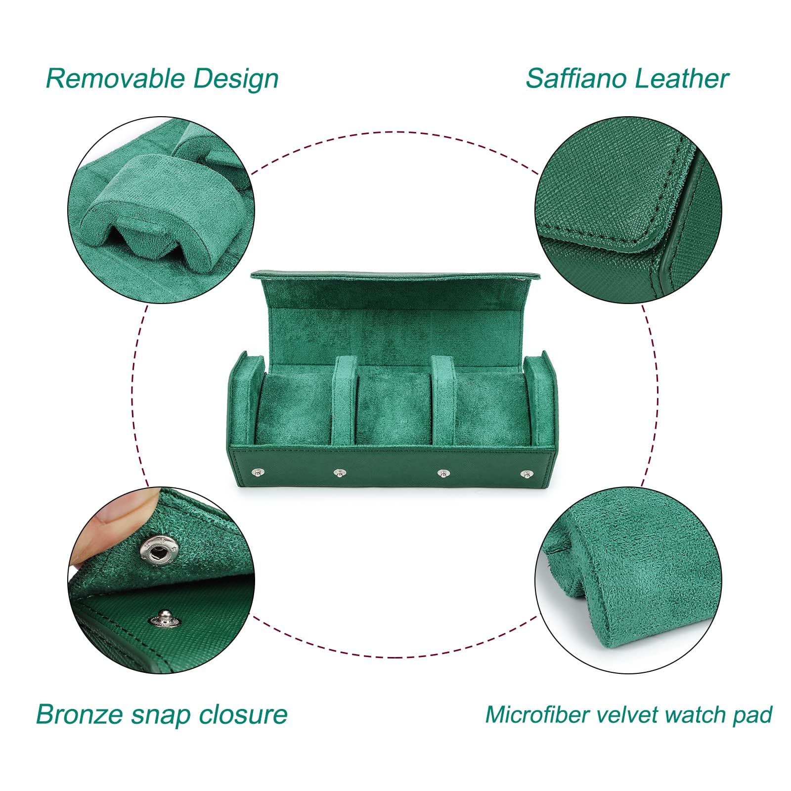 HIRAM Hexagon Orologio Roll Case In Pelle Esagono 3 Orologio Da Viaggio Caso Orologi Scatola di Immagazzinaggio Organizzatore Protettivo per Orologi Da Polso