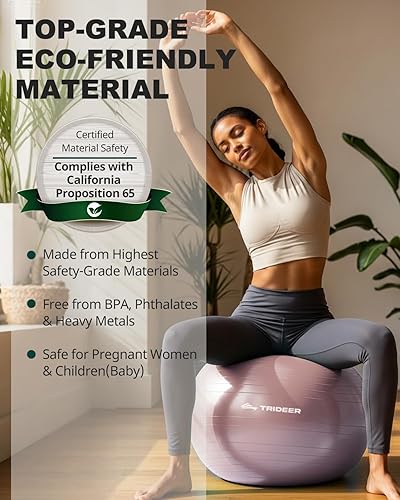 Miniatura 3 de Trideer Pelota de ejercicio, pelota de yoga, asiento de oficina y silla de bola de equilibrio, pelota de estabilidad para pilates, terapia física,