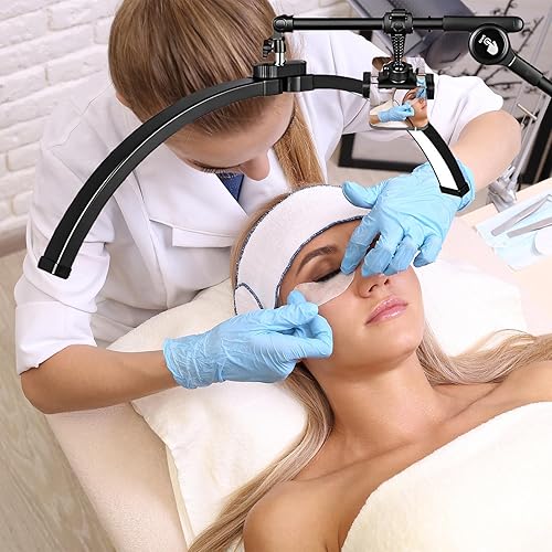 Miniatura 7 de Luz de media luna para tecnología de pestañas, lámpara de pie LED con base de ruedas, luz de pestañas para extensión de pestañas, tatuadores,