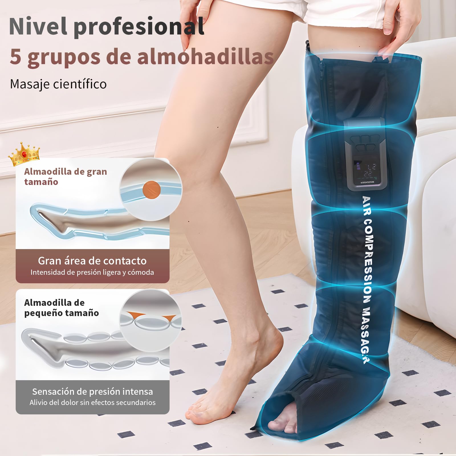 Mono Botas de recuperación inalámbricas de compresión única para regeneración muscular y circulación sanguínea, terapia de ondas de presión (deporte/regeneración/drenaje linfático