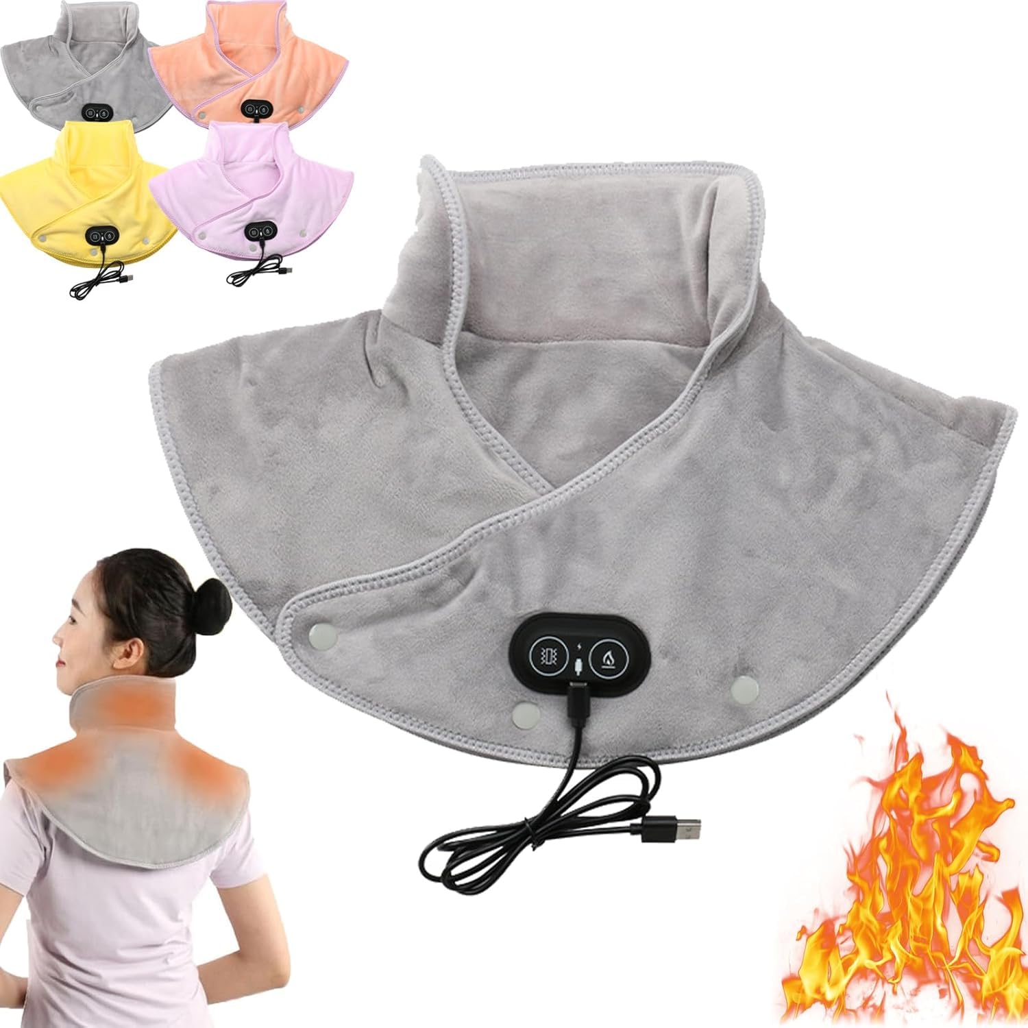 MOEMOE BABY Cuscino Riscaldante Elettrico XXL 30x60cm - Per Spalla, Collo E Schiena Con 5 Temperature E Timer - 4