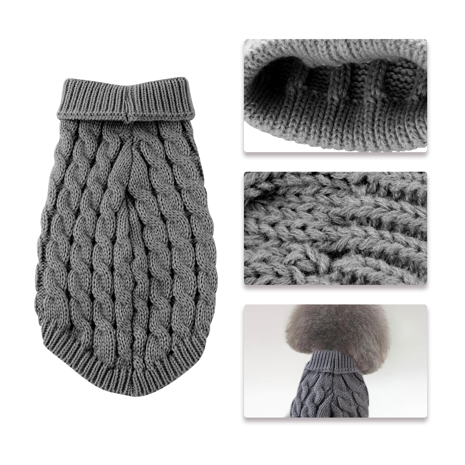 Rumyve Knitted Jumper and Warm Dog Sweater,Classic Turtleneck Knitted Dog Sweater,Dog Winter Clothing for Small and Medium Sized Dog Pet Clothing(S) - Image 3