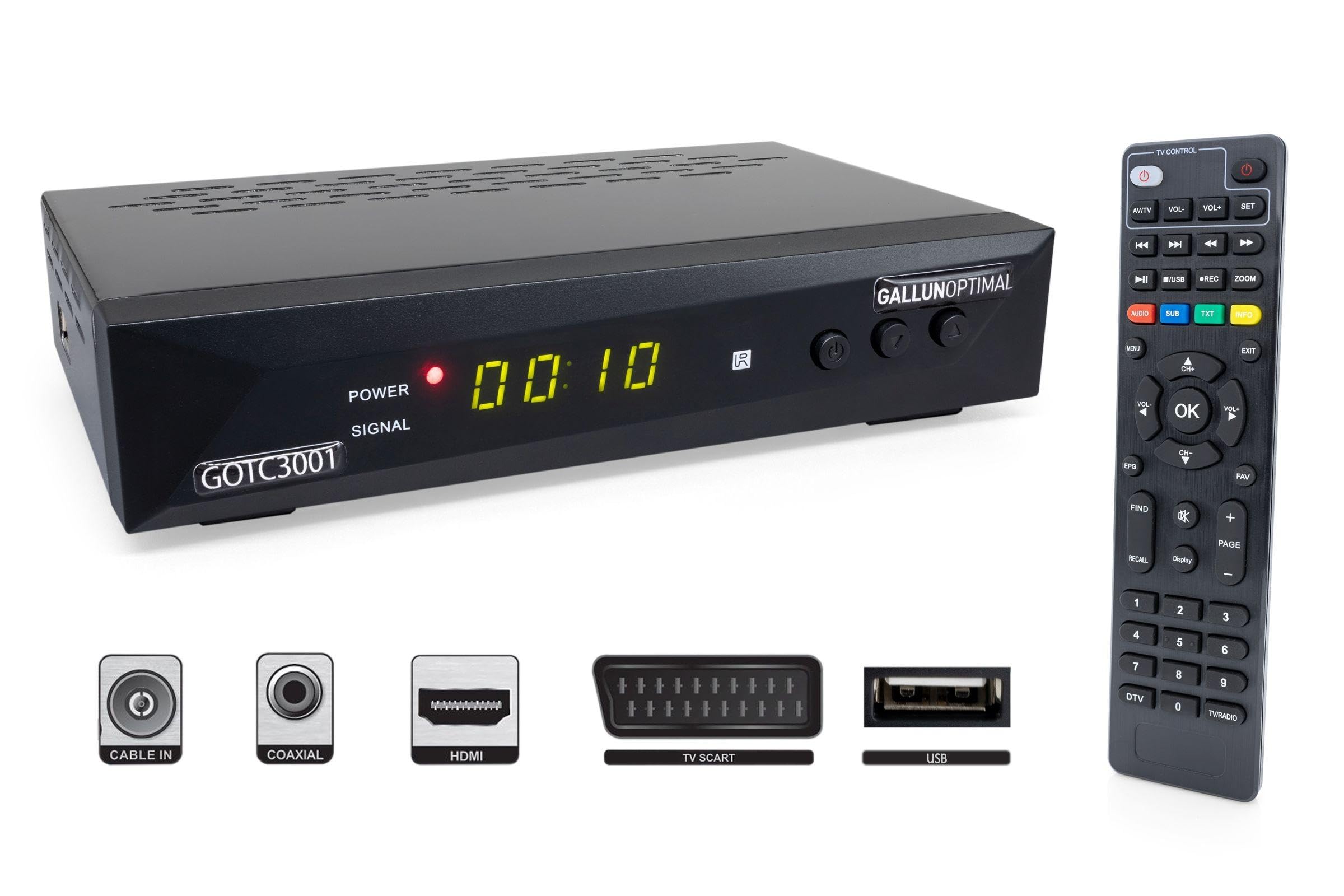 Combo-Receiver DVB-C & DVB-T2 H265 mit Auto Installation & Aufnahmefunktion geeignet für jeden Kabel-Anbieter UND dem Empfang von allen freien DVB-T2 Sender via Antenne, Standard Size