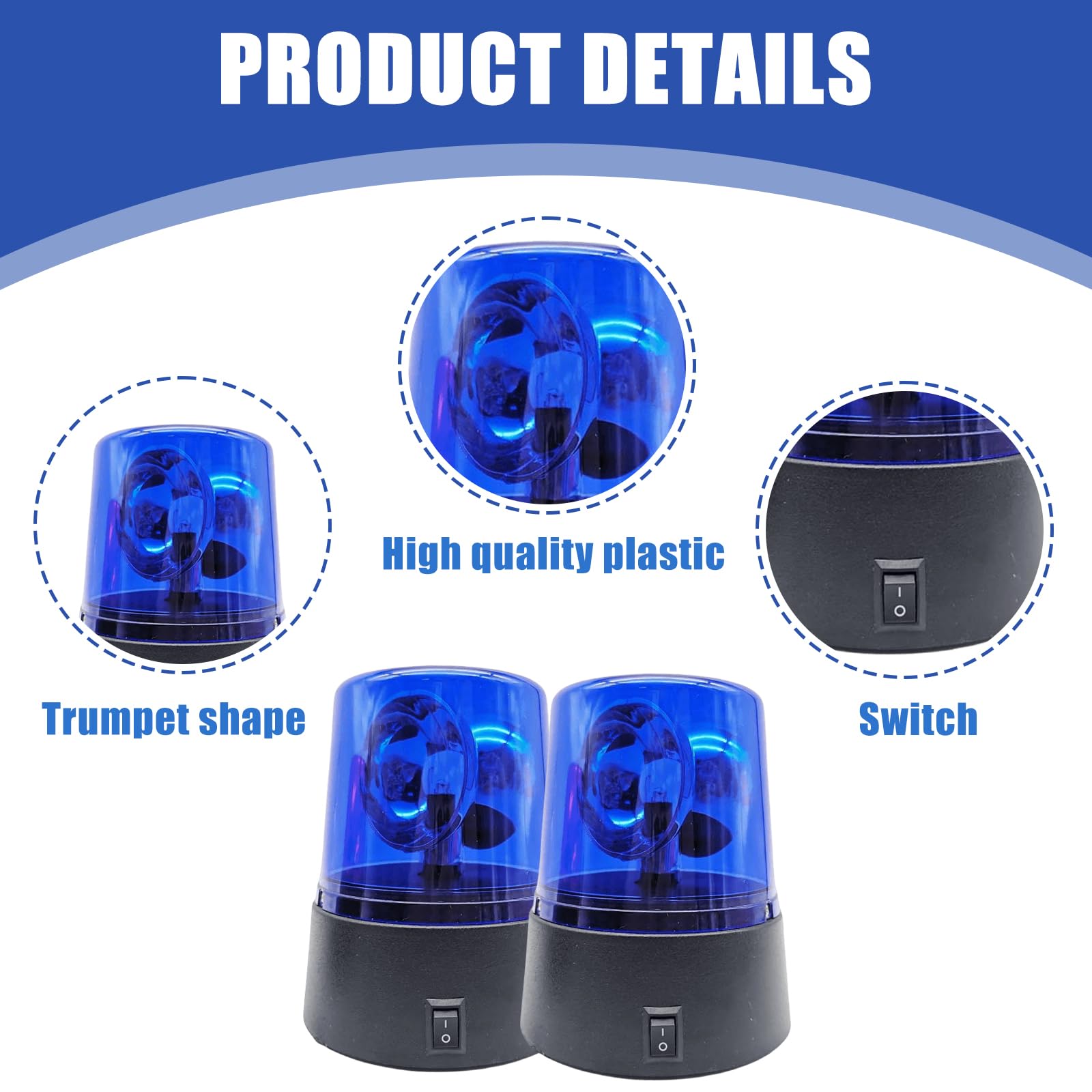 Luce blu a LED, 2 pezzi, luci LED per feste, luce blu, luce a LED con riflettore girevole, 360°, funzionamento a batteria, illuminazione per feste, discoteca, sala da ballo