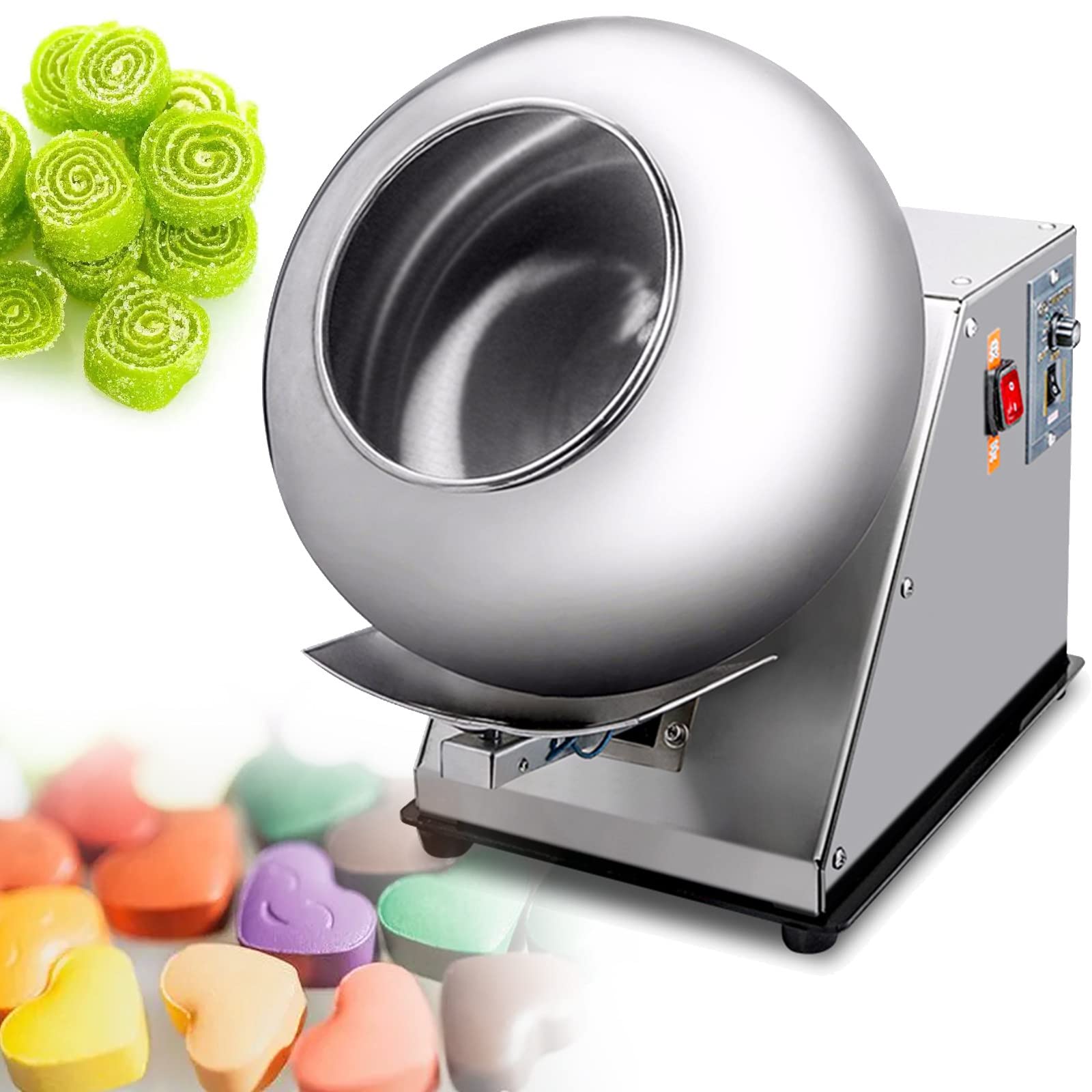 kubeier Automatic Tablet Coating Machine, Commercial Automatic Tablet Sugar Coating Machine, Sugar Coating Pan Table Top Small Commercial Mini Chocolate Panning Machine,220V