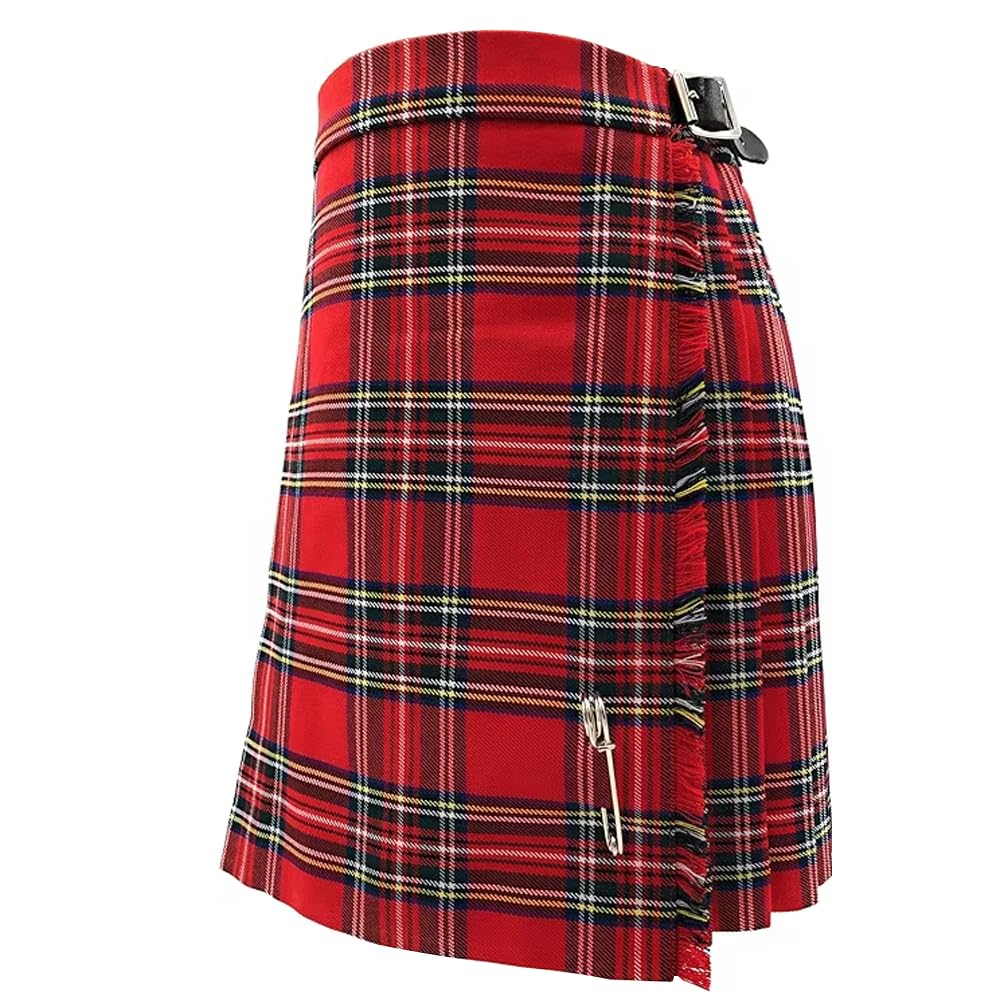 Braw Clans Tartans Girls Royal Stewart Traditional Kilt And Pin - Made In Scotland – Comfortable Fabric - Adjustable - Scottish Tartan Check Pleated Skirt