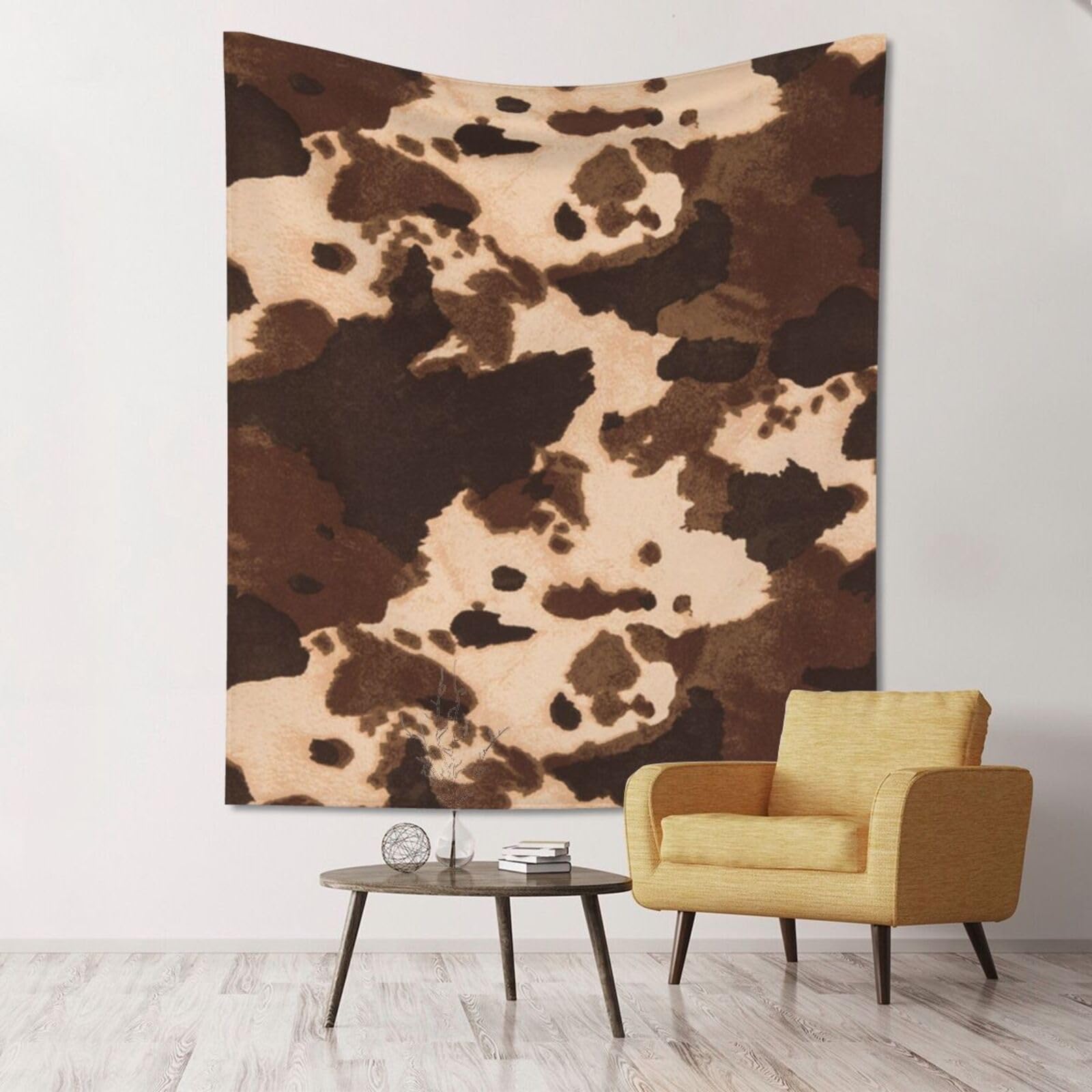 WKSGDSG Large Wall Hanging, Machine Washable Tapestry For Dorm Room, Brown Cowhide Art, Lightweight Polyester Wall Art For Bedroom Living Room, 152x130cm