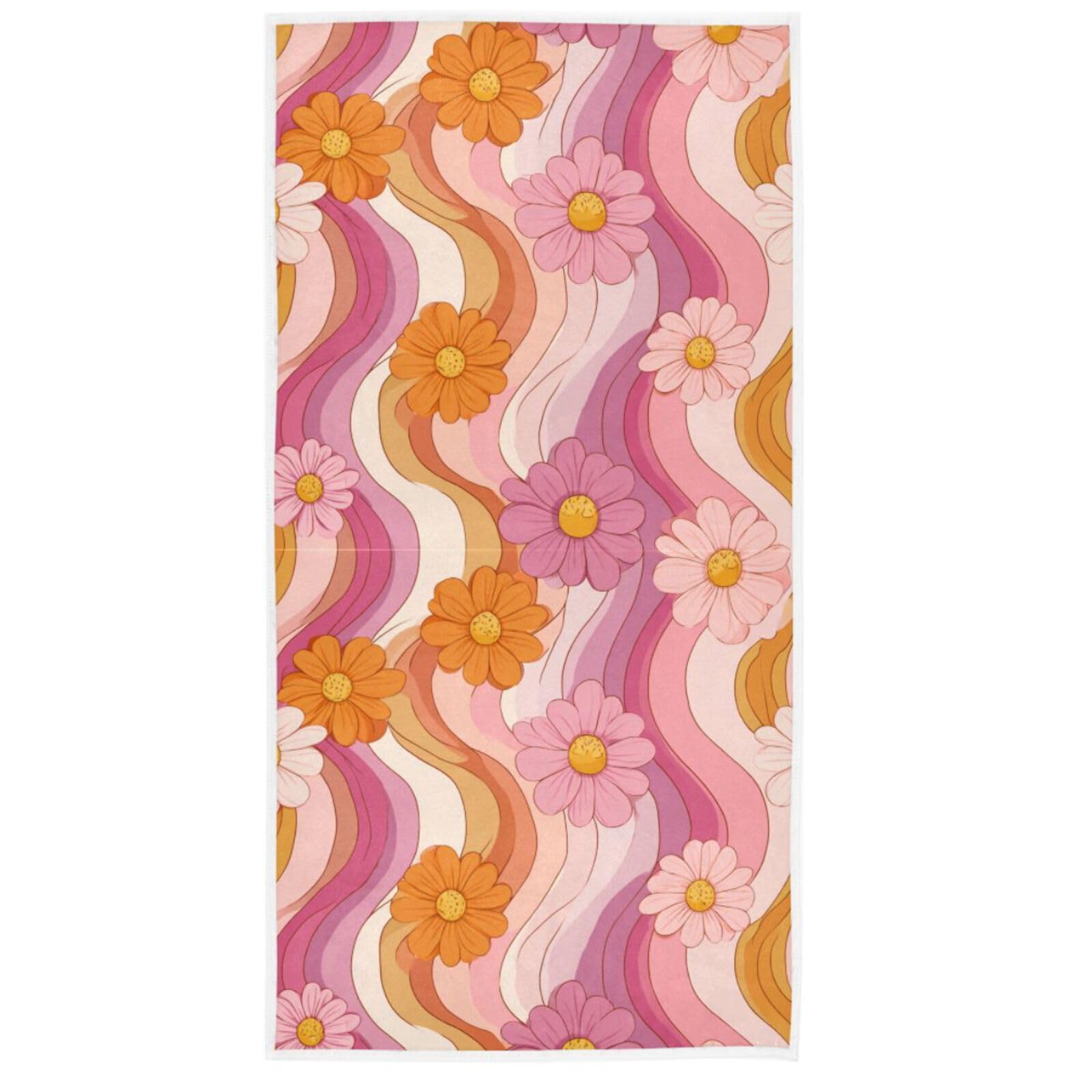 Toalla Microfibra Flores Ondulada Groovy Toallas baño Gimnasio 80x130Cm