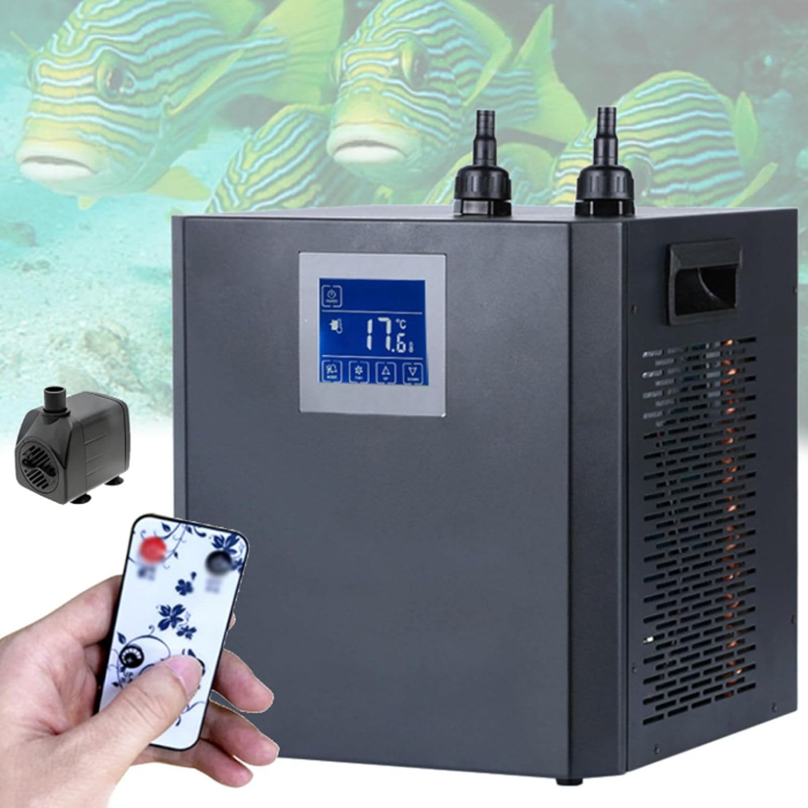 Hydravex Aquarium Chiller Water Cooler, 300L Chiller Bounus Pump Kit Fish Tank Chiller Seafood Cultivation Equipment for Fresh/Salt Water Waterweeds Jellyfish Coral Crystal Shrimp