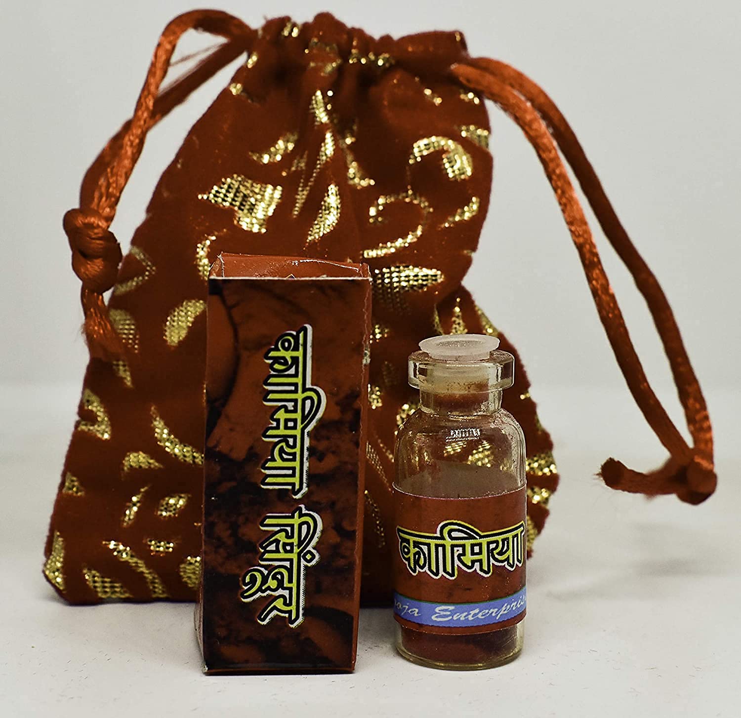 Saty Devama The Divine Elegant Pure and Original Kamiya/Kamkhya Sindoor/Sindur/Sindor from Kamakhya Temple Dibbi/Small Bottle for Diwali Pooja,vashikaran, Winning Court Cases and Black gunja FREEE