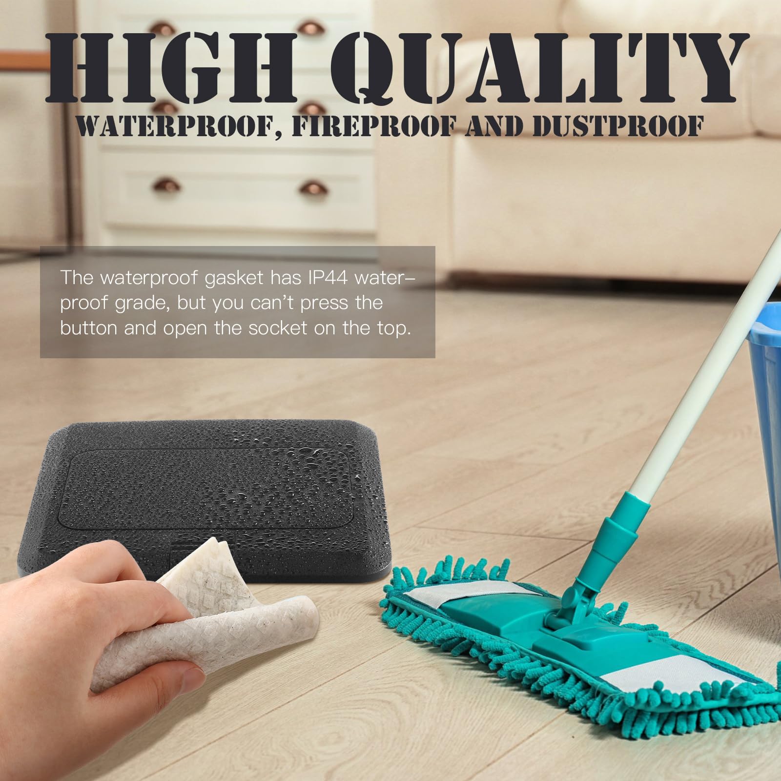Hoolerry Kit di 8 coperture per prese elettriche a pavimento con caricatore USB da 4,8 A, 20 Amp, impermeabile, resistente alle intemperie, presa per pavimento resistente alle manomissioni per