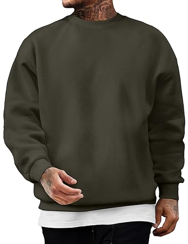 JMIERR Men's Casual Long Sleeves Crewneck Sweatshirts Cotton Pullover Sweatshirt