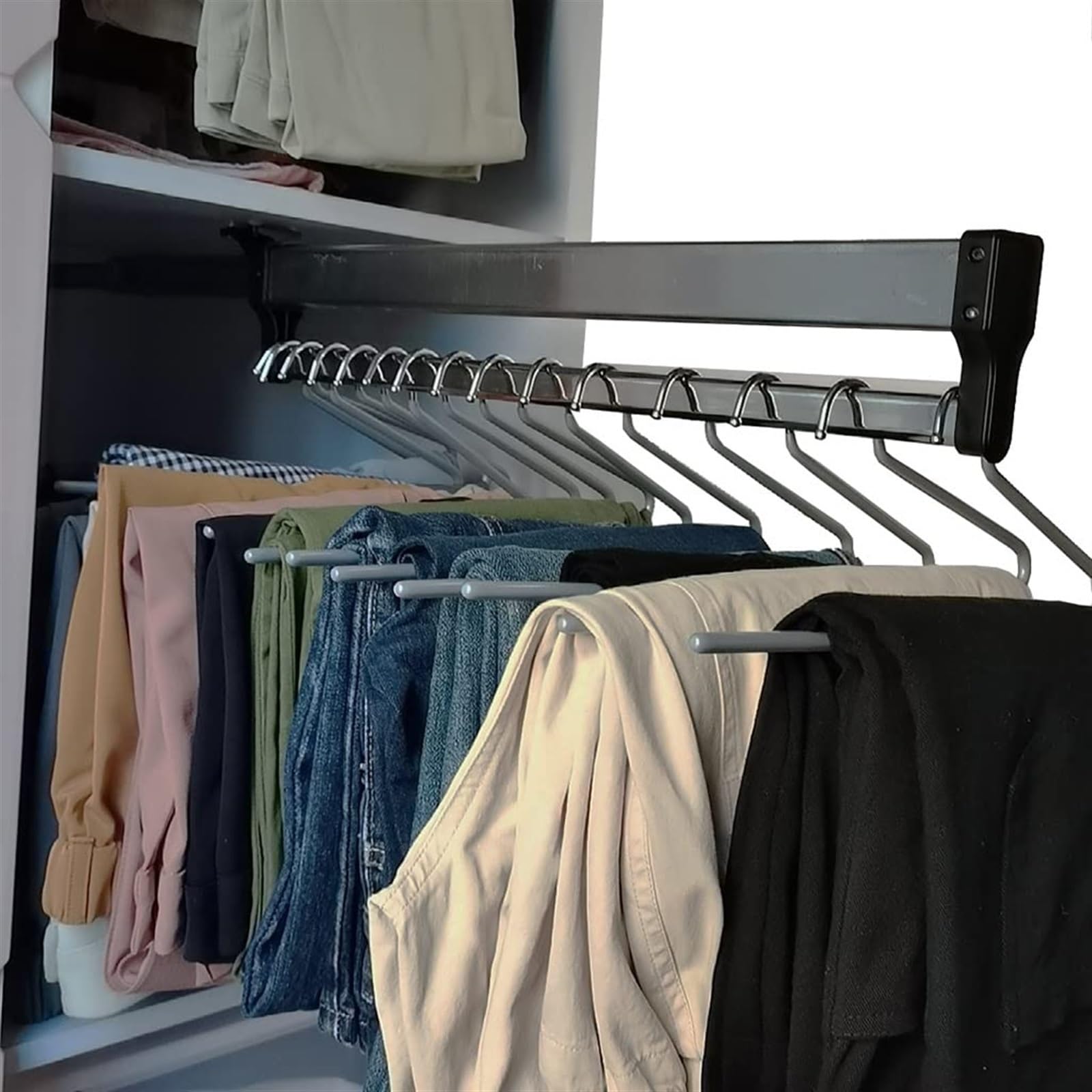 Varilla de armario extensible de acero inoxidable con 2 rieles deslizantes