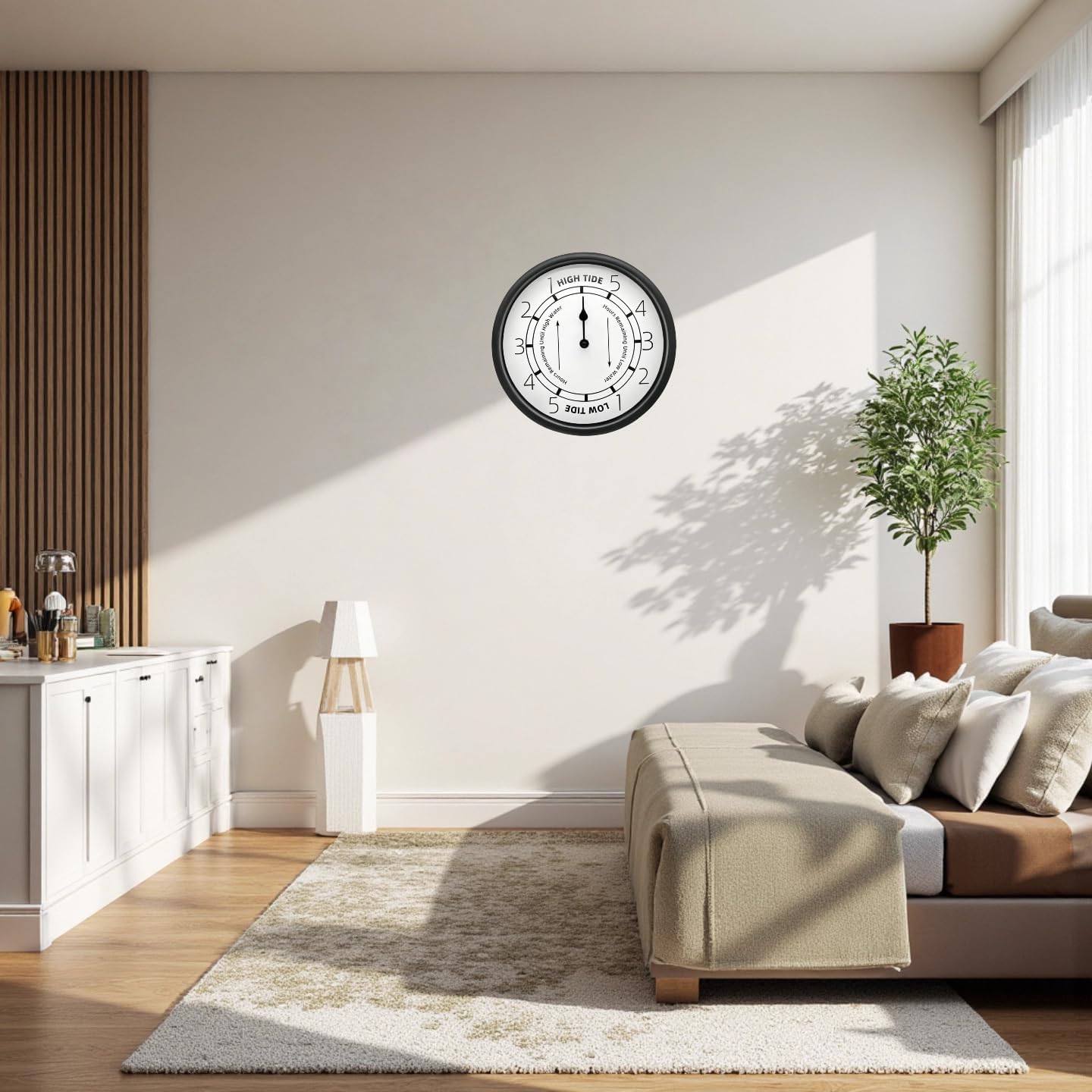 Tide Clock 10 inch - Silent Quartz Movement, Accurate High/Low Tide Prediction, Wall/Deck Mountable, for Sailors, Surfers & Ocean Lovers
