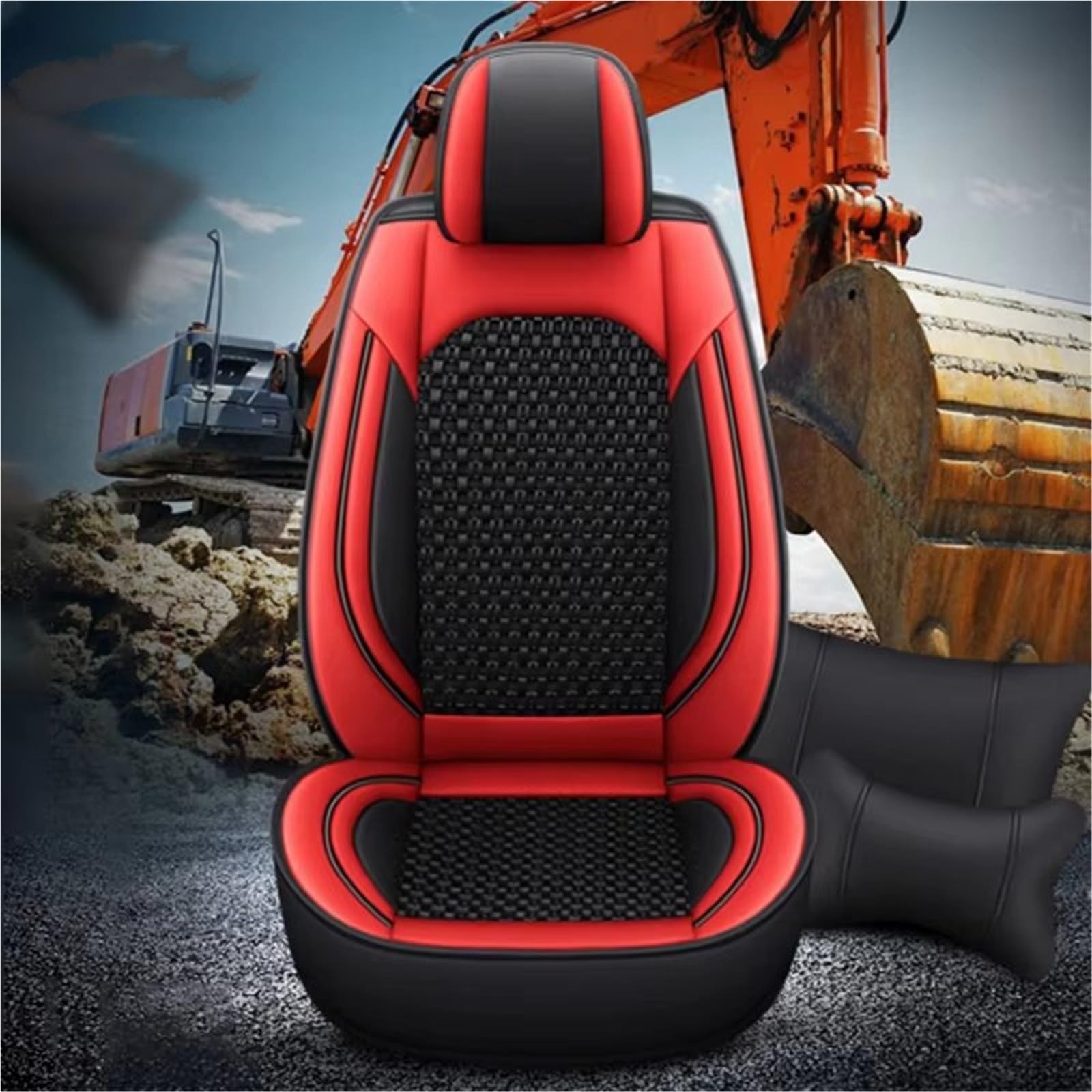 Sitzbezug Sitzkissenbezug Für Bagger, Schaufelbagger Und Radlader Für SANY Für Carter Für Komatsu(Gelb)