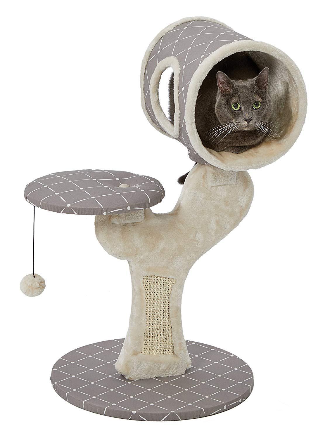 MidWest Homes for Pets Tiragraffi per gatti Salvador in sisal con area gioco e relax, motivo fungo/rombi, formato piccolo, modello 138S-MRD