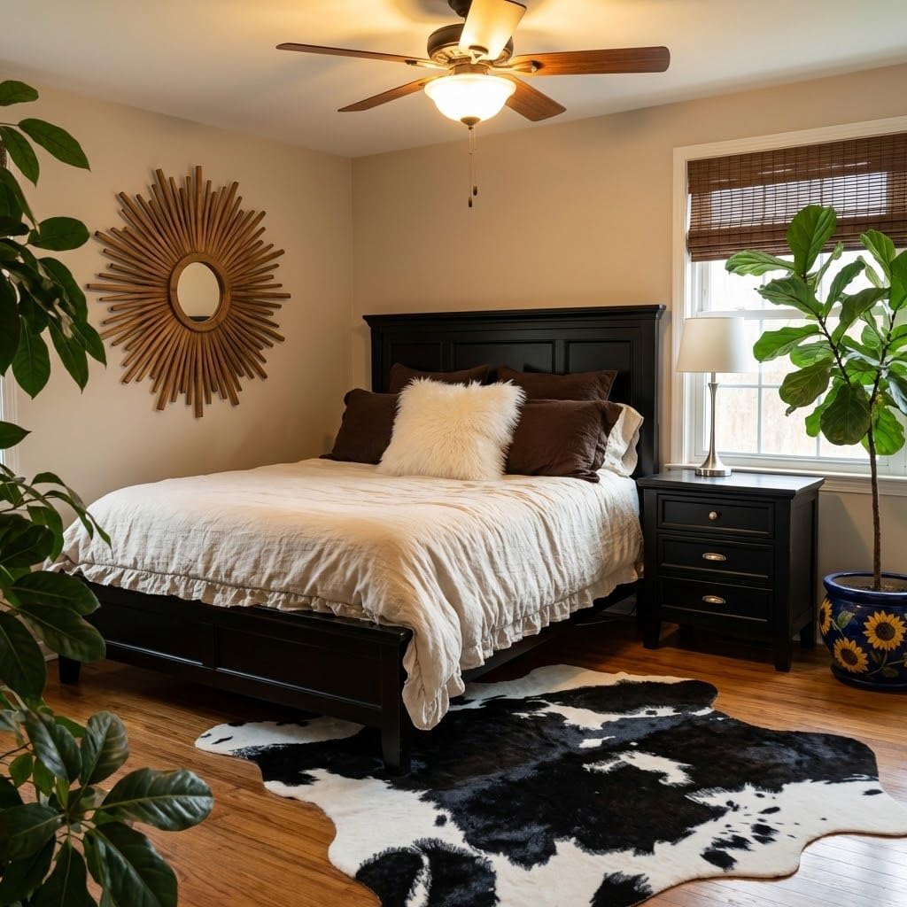 MustMat (Cow-5.2x4.6 Ft) - MustHome Cute Cow Print Rug 1.6m x 1.4m Black and white Faux Cowhide Rugs Animal Printed Area Rug Carpet For Home