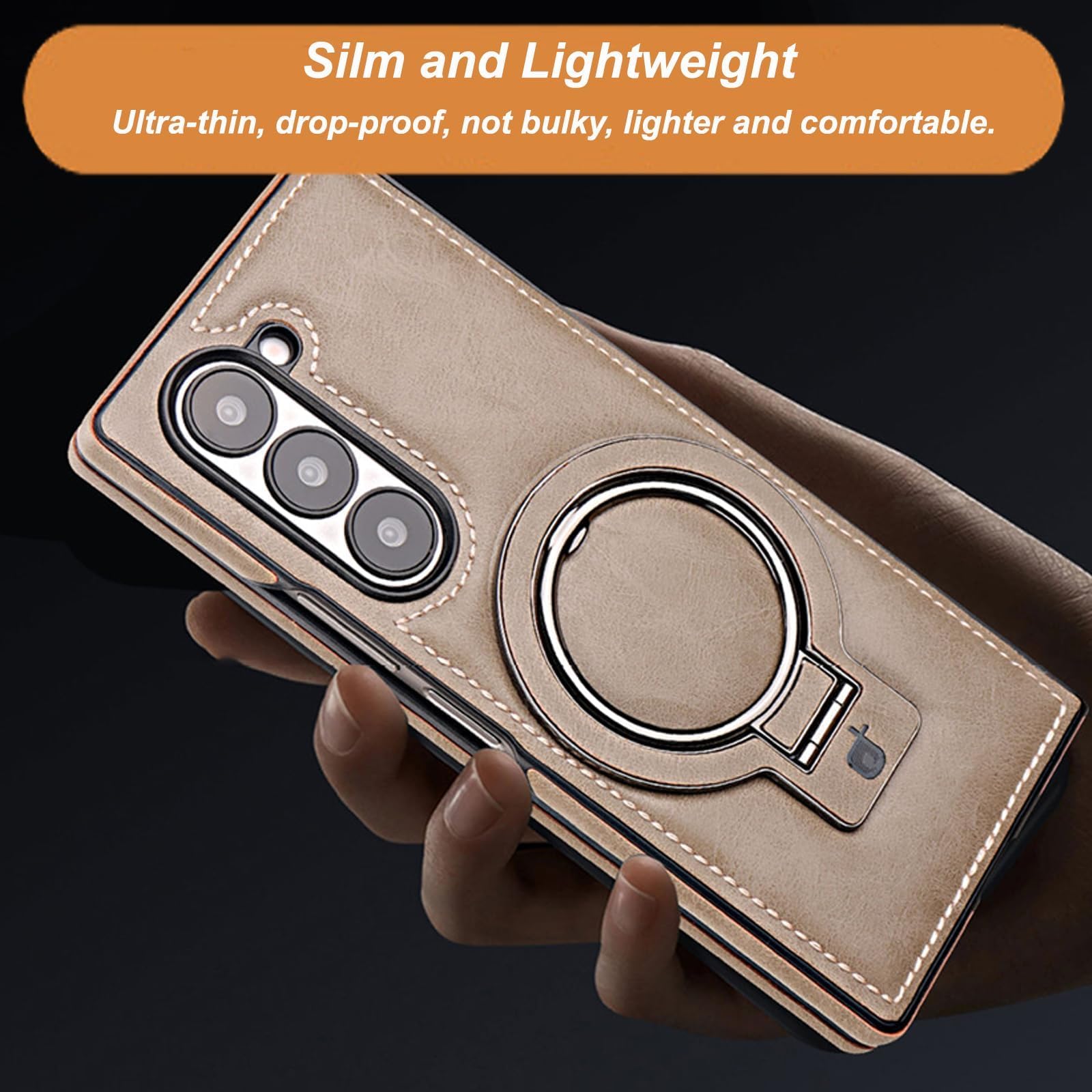 Sentiment Value Leather Phone Case, Sentimentvalue Luxurious Magnetic for Samsung Galaxy S25/S24/S23, Business Anti-Fall Bracket Protective Case (Dark Brown,S25Ultra)