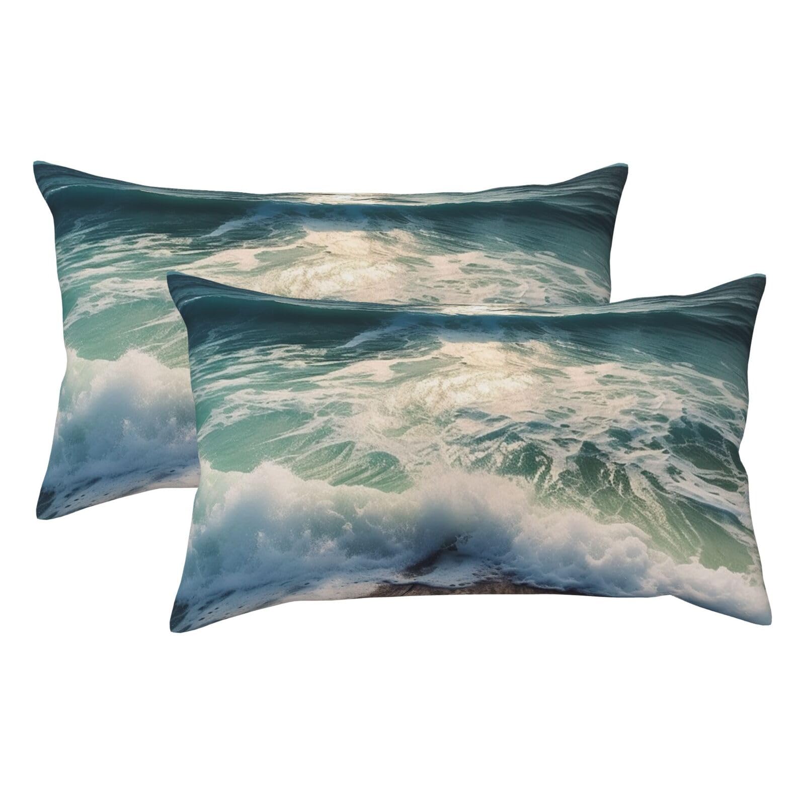 2 Pack King Size Pillow Cases for Hair and Skin Soft Breathable Pillow Case Covers with Hidden Zipper Sea on The Boards Pillowcase 20x36 Inches Pillow Covers for Sleeping Gift