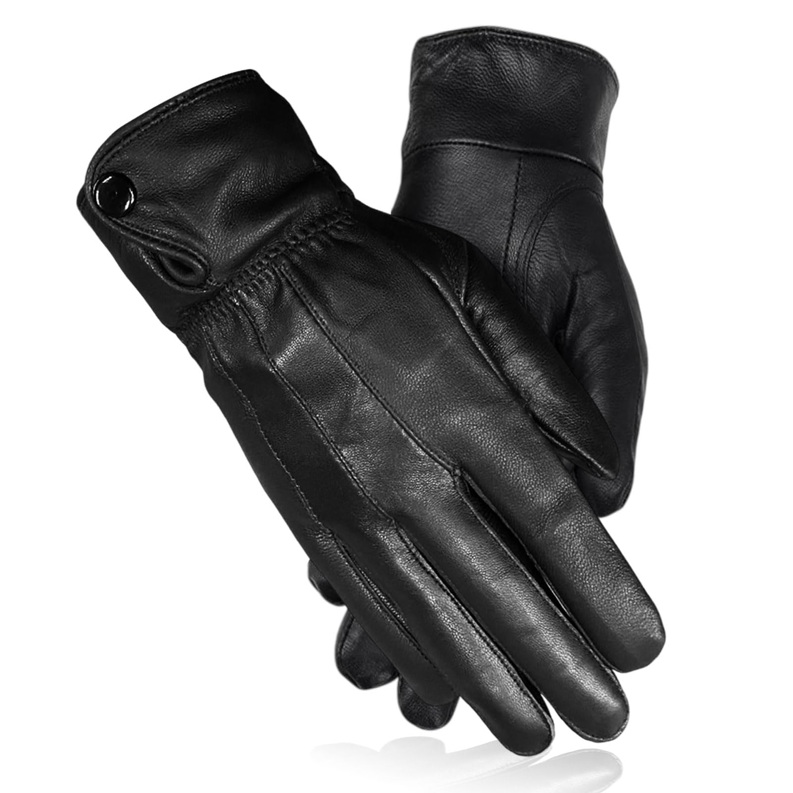 TUONYIS 1 Paar Damen Leder Handschuhe, Damen Warm Gefütterte Touchscreen Winterhandschuhe, Warme Autofahrerhandschuhe, Vintage Winter Handschuhe Lederhandschuhe (Schwarz) Fashion