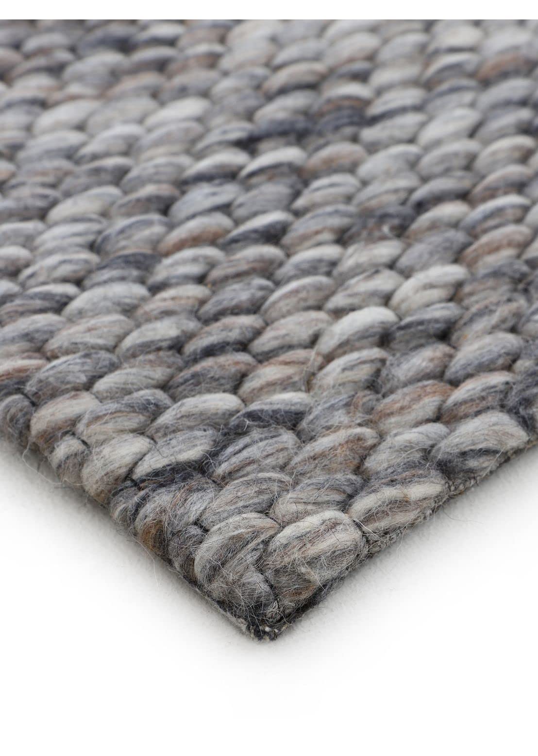 carpetfine Wollteppich Sina weicher handweb Teppich Natur Rund Grau meliert Ø 80 cm | Zeitloser Wollteppich für Wohnzimmer, Schlafzimmer & Kinderzimmer