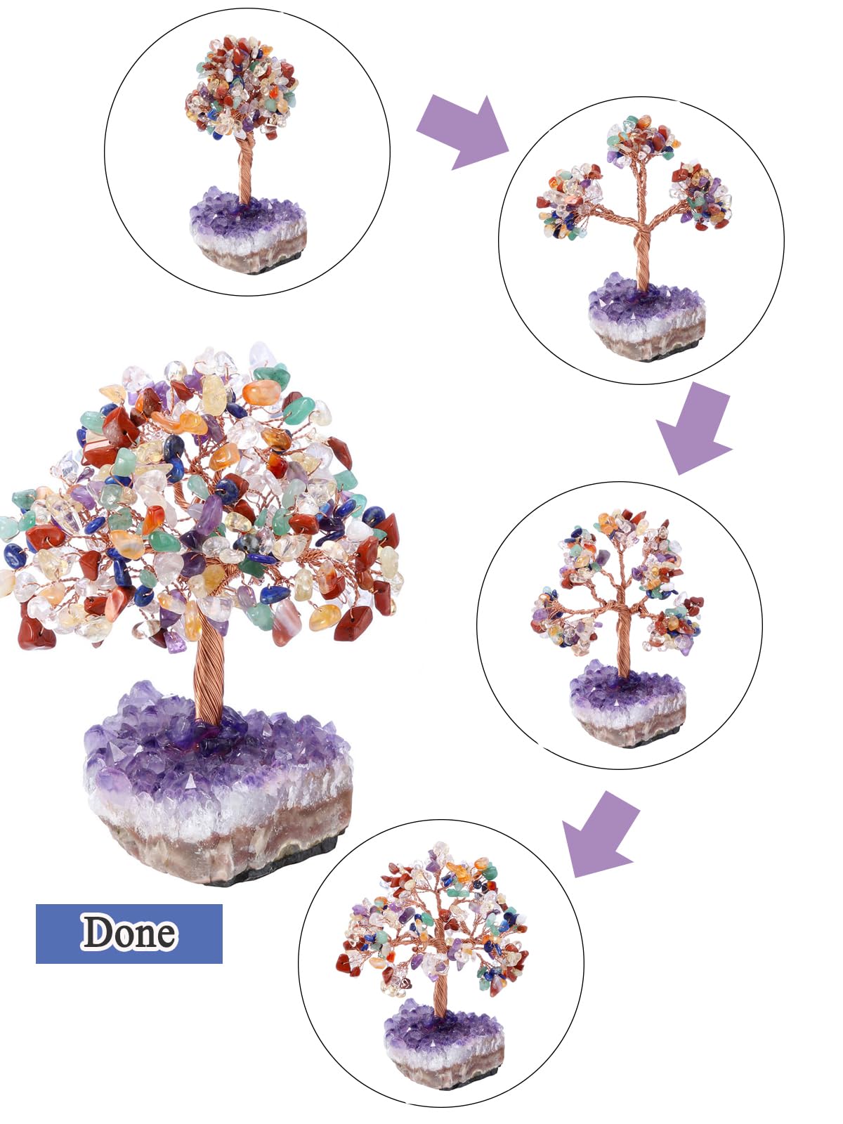 JSDDE Arbre de Vie de Améthyste Naturelles Base Améthyste Brute Décoration