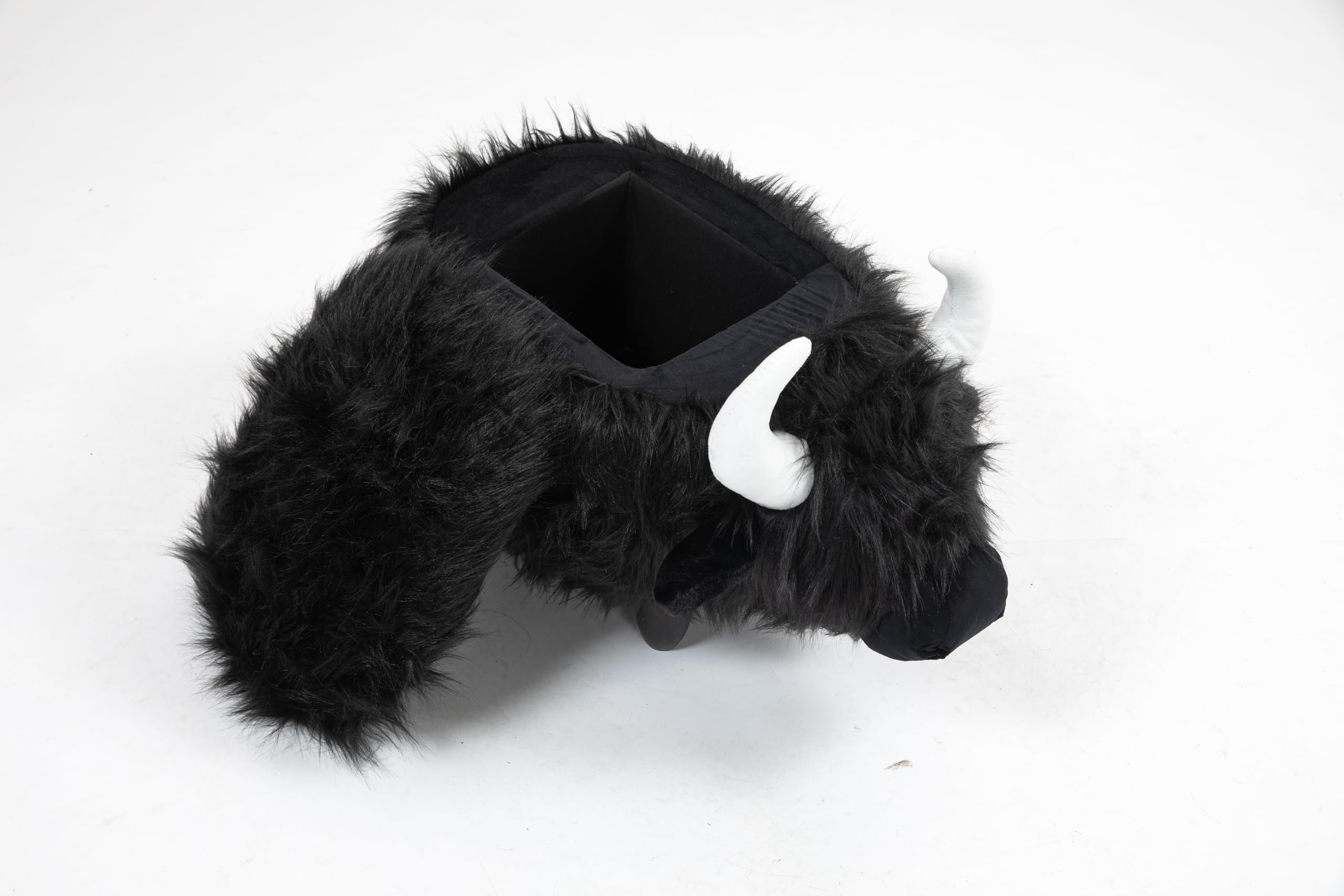 Home 2 Office Harry The Cow Ottoman with Storage for Bedroom Playroom or Recreation Room Decor Soft Animal-Shaped Furniture with Wooden Legs White