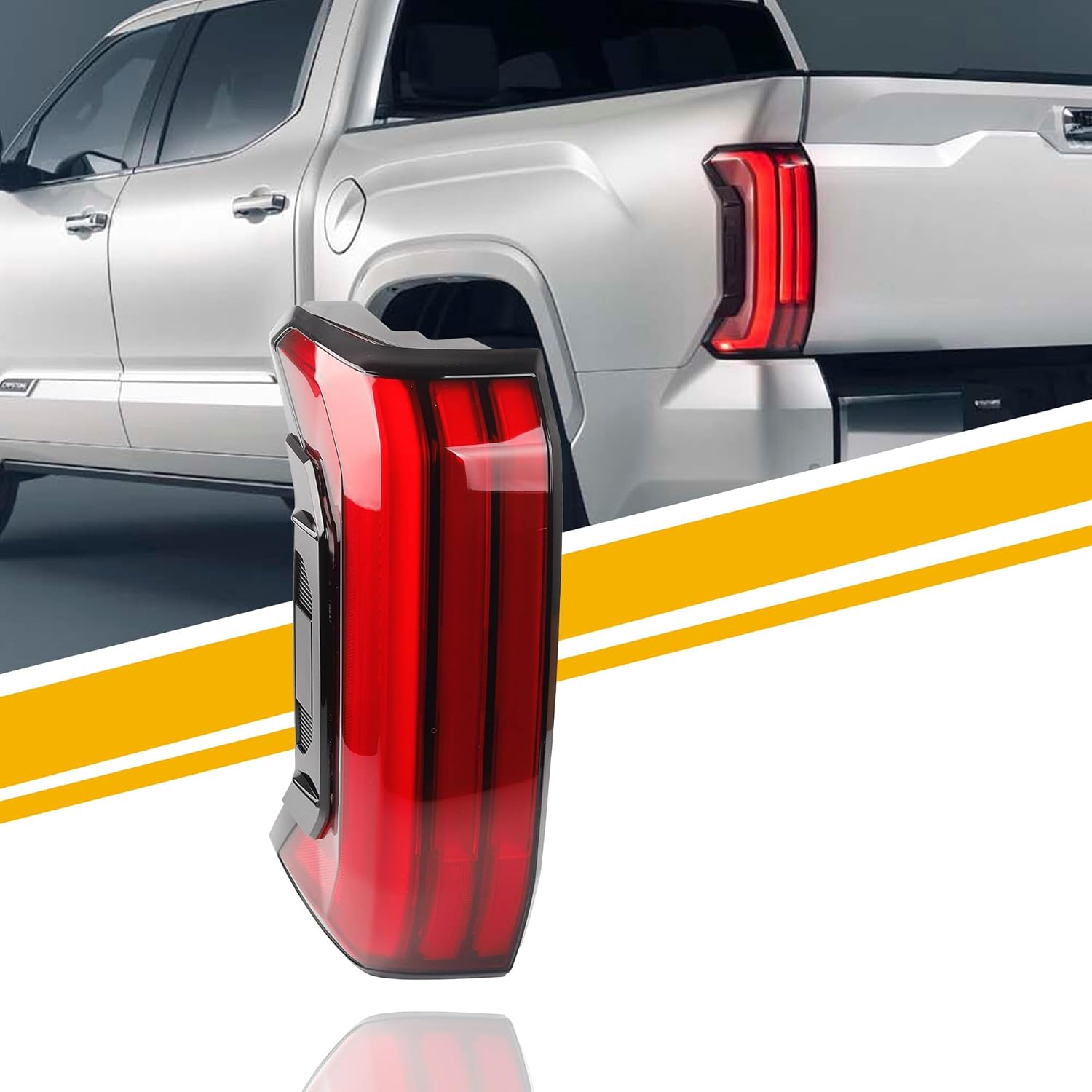 Dasbecan Left Driver Side Tail Light Assembly Rear Lamp LED Type Non Sequential Compatible with 2022 2023 2024 Toyota Tundra Replace 81560-0C130 (3 Pin) Left Driver Side 3PIN Without trunk switch