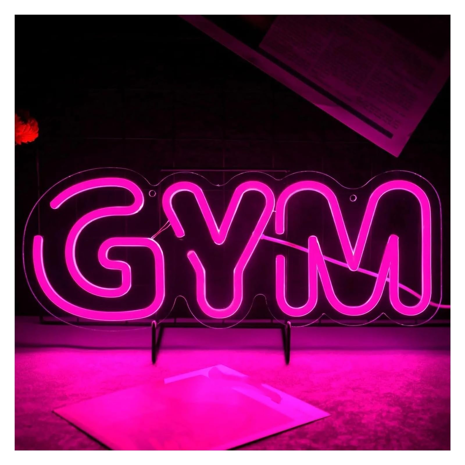 RONGCH Hanging Art Signs Gym Neon Sign Dumbbell LED Light Dimmable USB Powered for Bedroom Sports Room Living Room Wall Decor 35cmx14cm