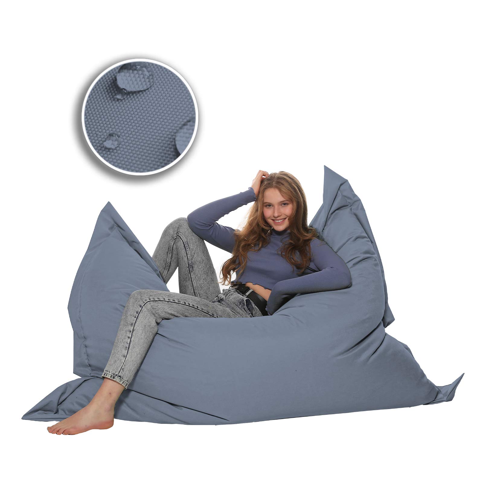 Sitzsack 2-in-1 Funktionen Riesensitzsack für Erwachsene & Kinder - Gaming & Entspannen - Indoor & Outdoor da er Wasserfest ist - mit EPS Perlen, Farbe:Anthrazit, Größe:140x160 cm