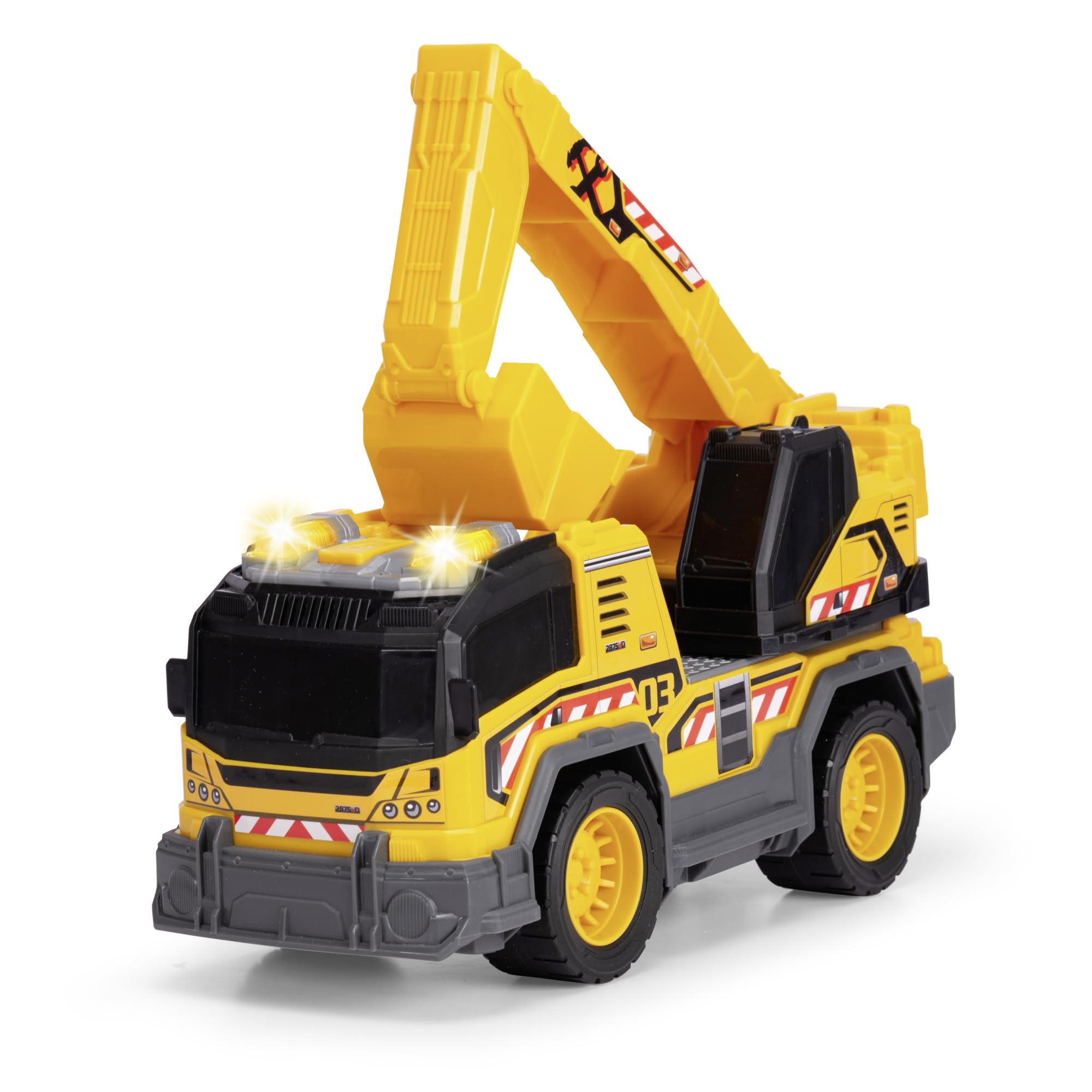 Dickie Toys - Excavator Truck (30 cm) - Large Excavator Truck from 3 Years with 360° Arm for Children's Room & Sandpit - Car Toy for Children with Light & Sound, Batteries Included