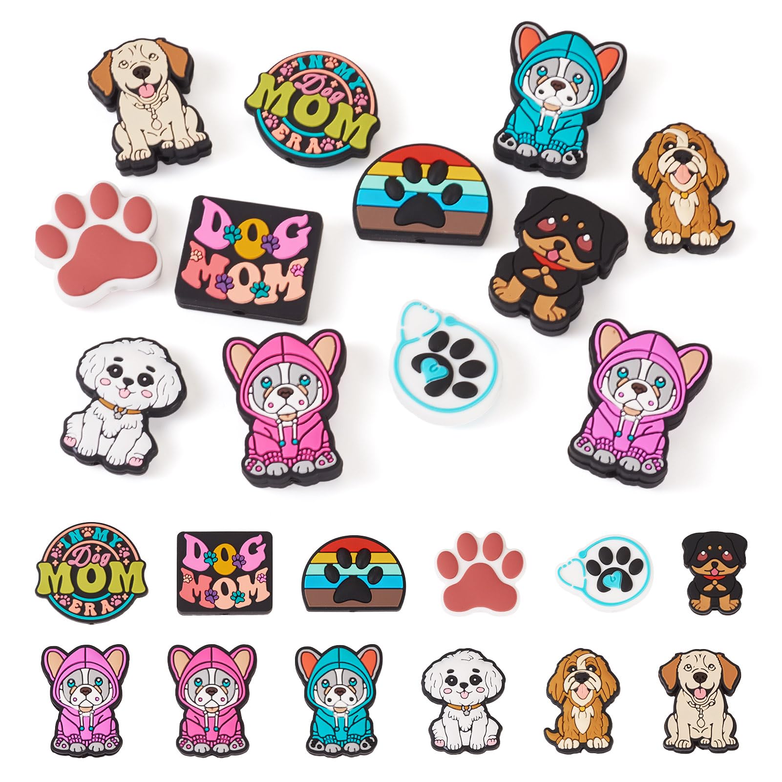 Spritewelry 12Pcs Animal Silicone Beads Cute Dog Silicone Focal Beads Puppy Keychain Beads Beaded Pen Beads for DIY Bracelet Necklace Jewelry Making 12 Styles โ image 1