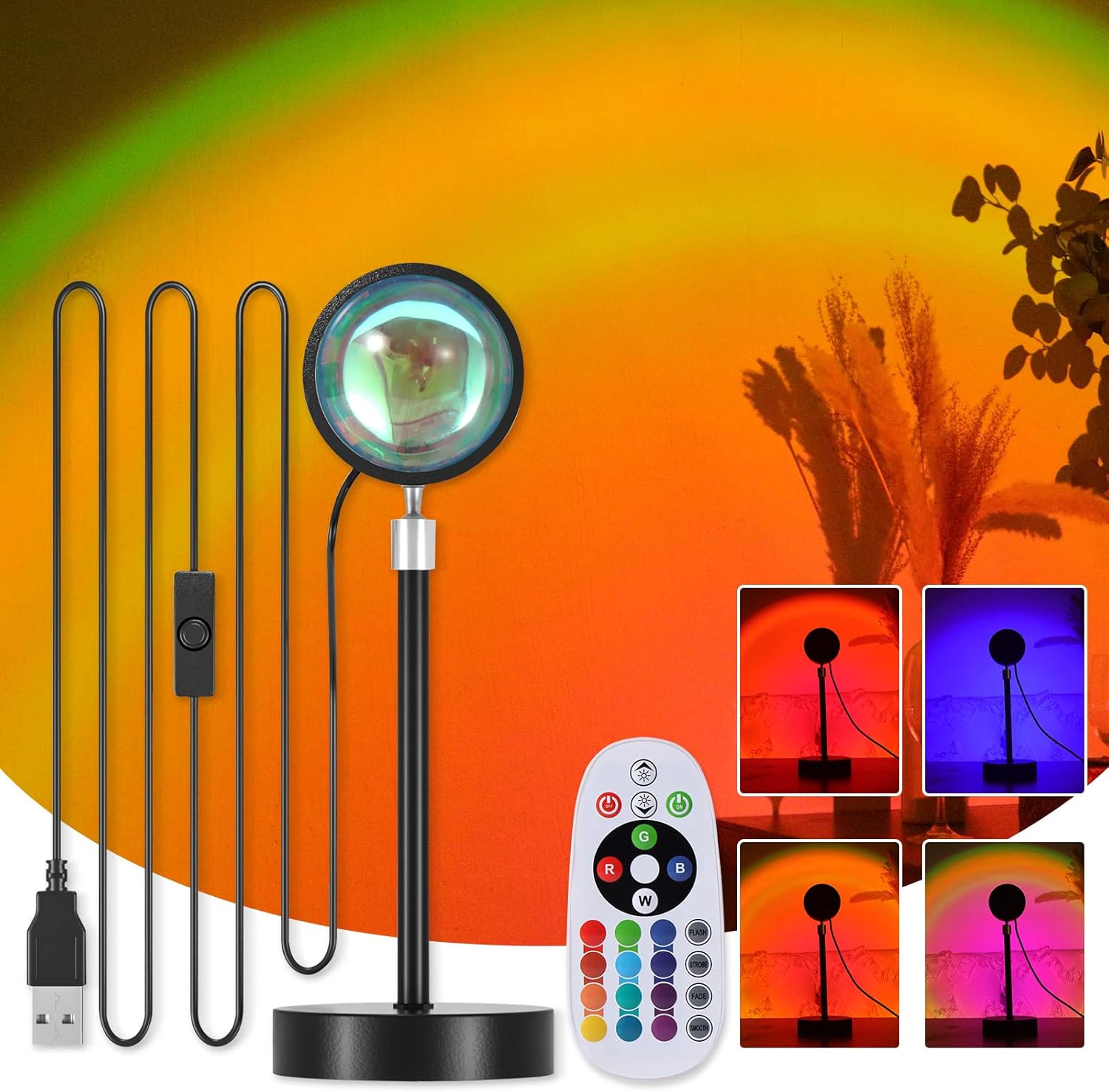 IDEA CASA Sunset Lamp Projector with 16 Colors & 4 Modes App & Remote
