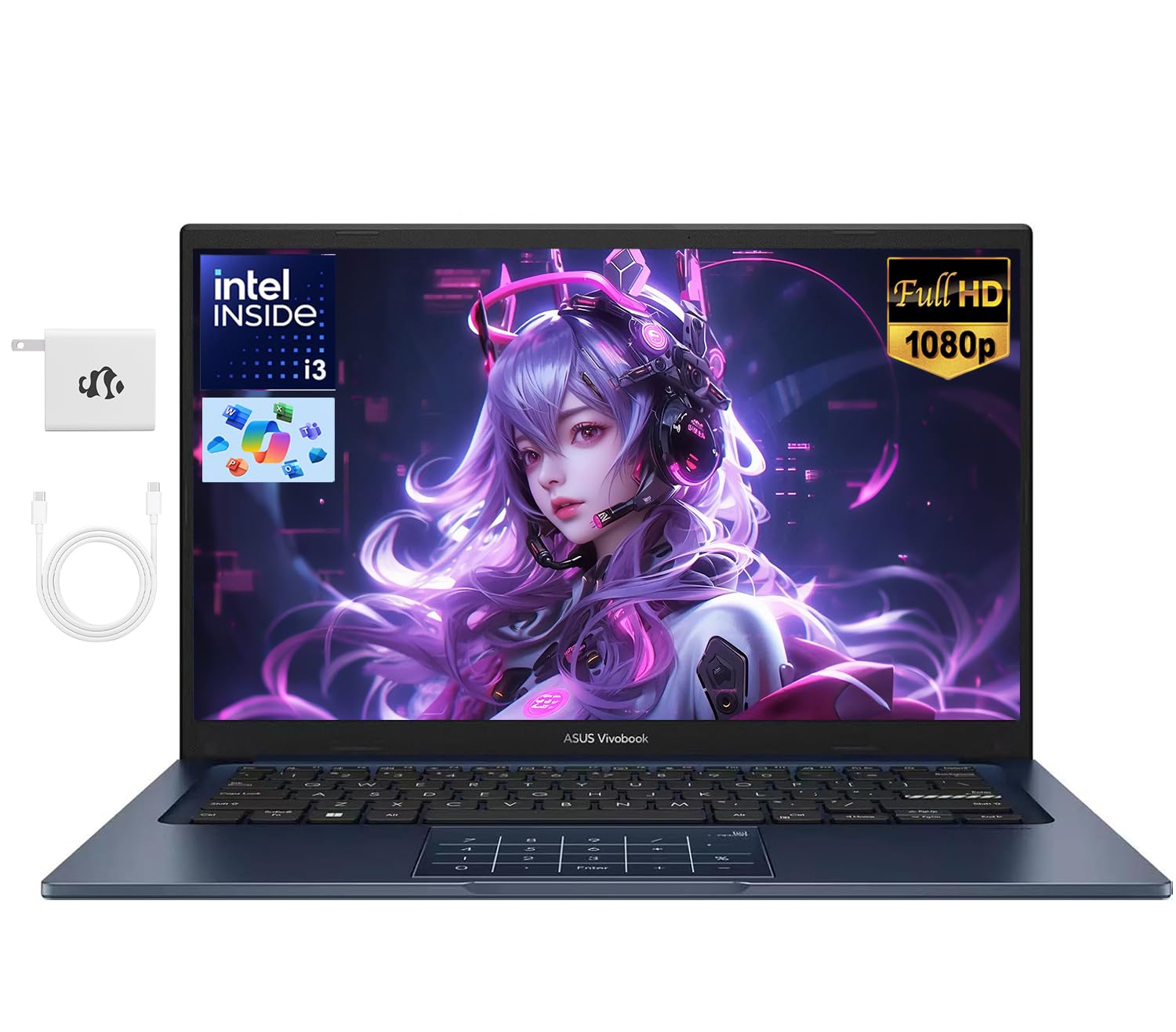 Vivobook 14 inch Business Laptop, 24GB RAM 1TB SSD Intel 6-Core i3-1315U(Beats i5-1135G7), School Laptop for College Student with Copilot AI NumberPad Private Webcam Win 11 W/Accessories