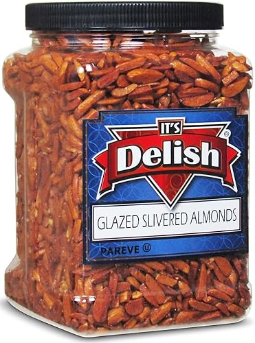 Miniatura 4 de Its Delish - Almendras glaseadas gourmet de 36 onzas, contenedor reutilizable jumbo de 36 onzas – Vegano, Kosher, sin OMG, sin sabores artificiales