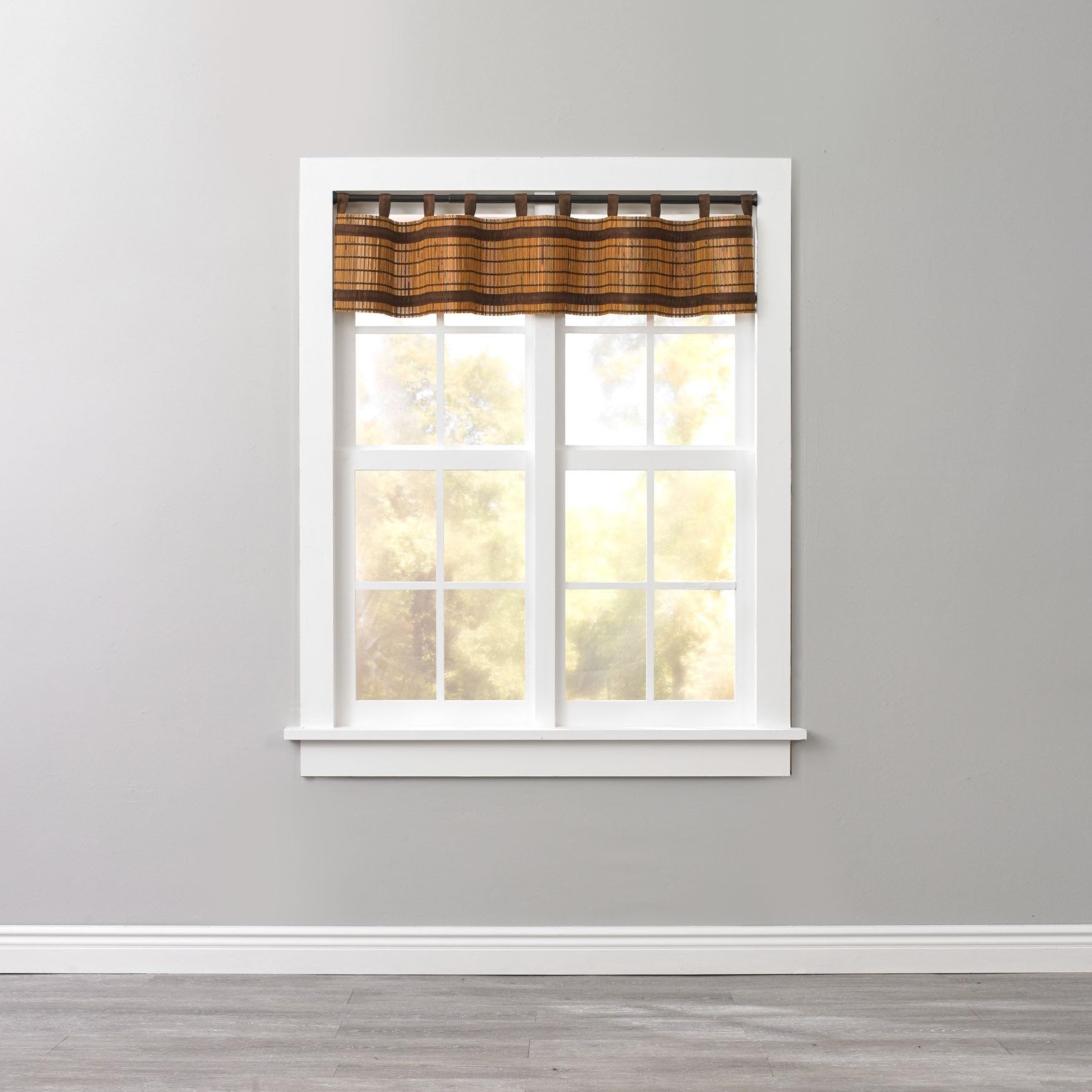 BrylaneHome Tab-Top Valance - Honey Oak Brown